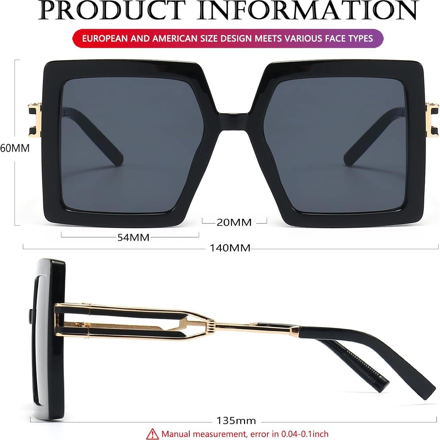 Gafas de sol grandes AIEYEZO UV400 para mujeres estilo cuadrado