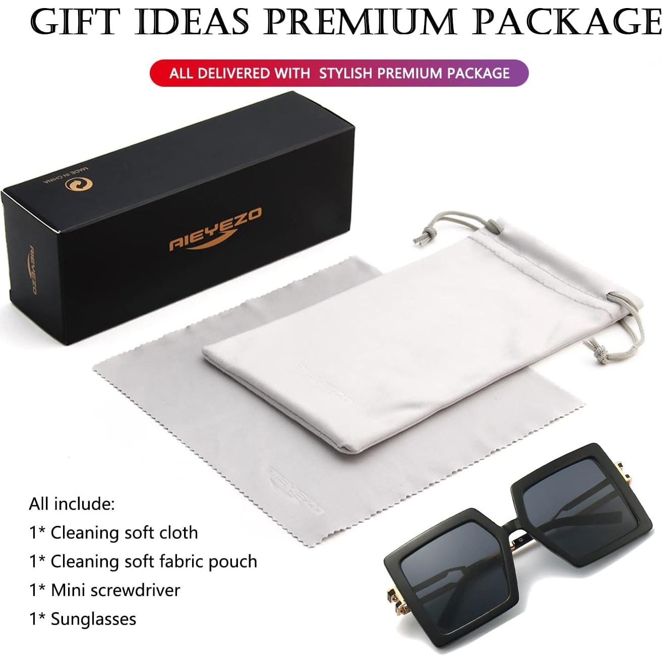 Gafas de sol grandes AIEYEZO UV400 para mujeres estilo cuadrado