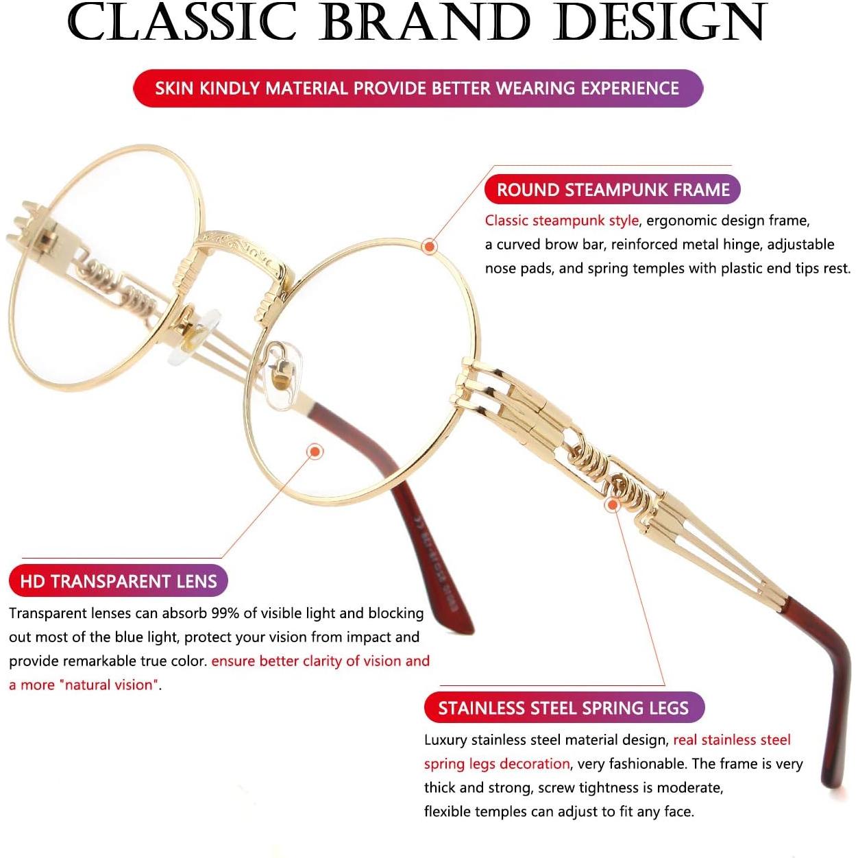 Gafas de sol redondas AIEYEZO steampunk UV 100% oro