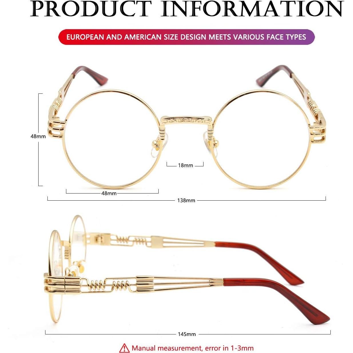 Gafas de sol redondas AIEYEZO steampunk UV 100% oro