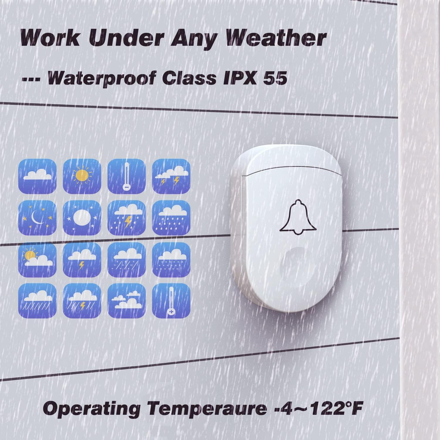 Timbre Inalámbrico UNIONOW Blanco 1000 pies 52 Tonos LED