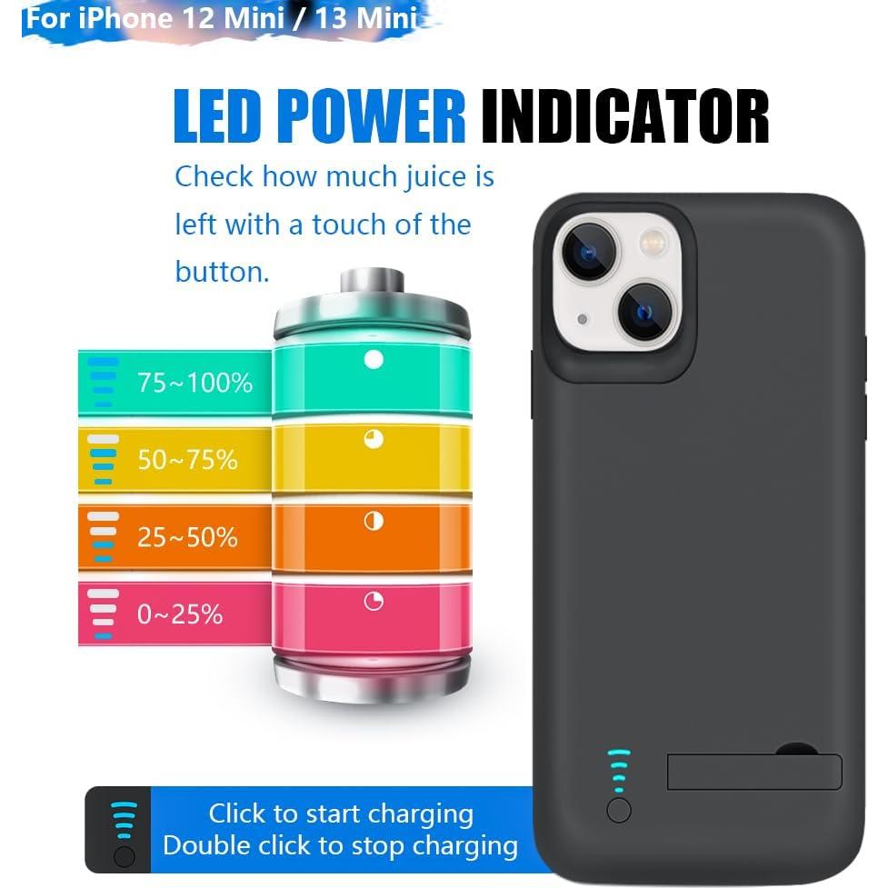 Funda de Batería 4000mAh para iPhone 12/13 Mini - Negro