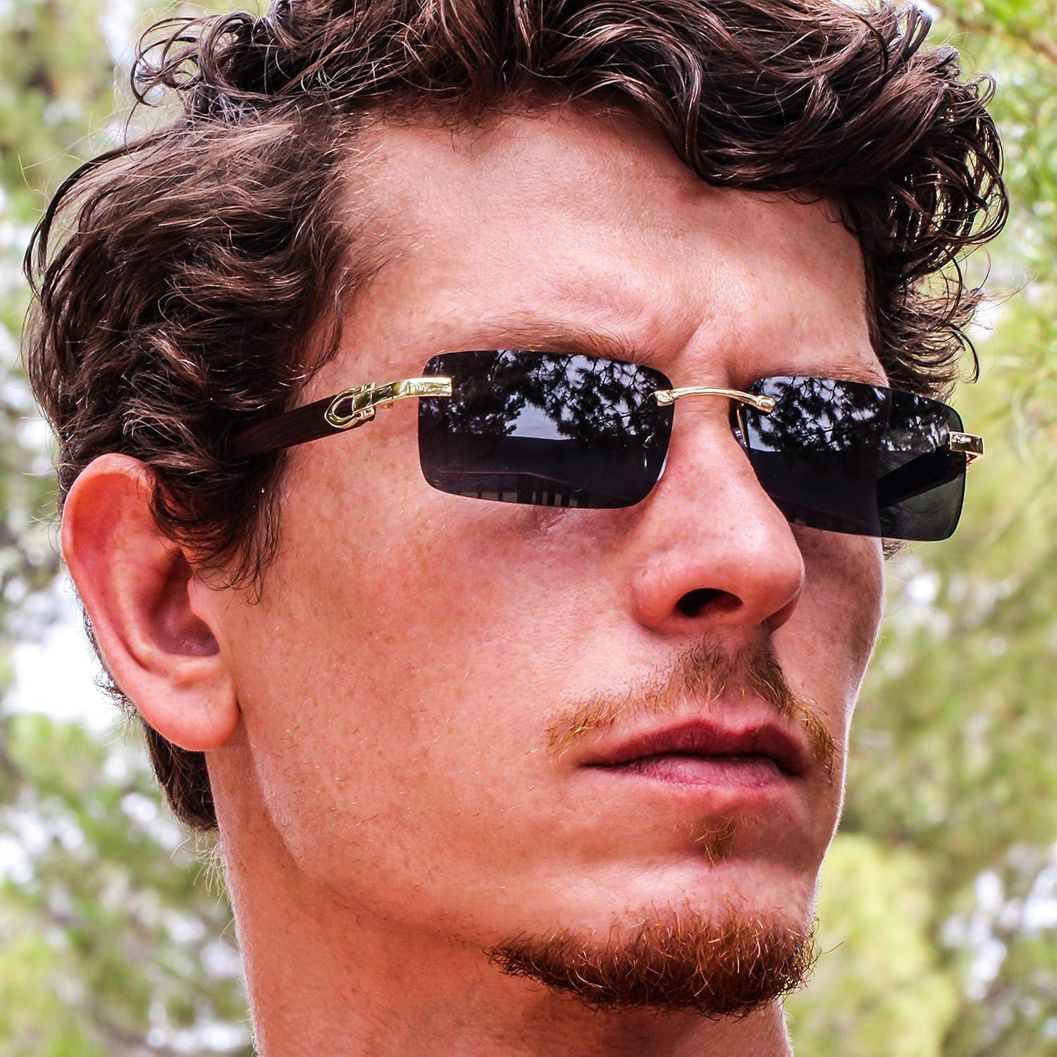 Gafas de sol Elite Slim sin montura metal y madera UV