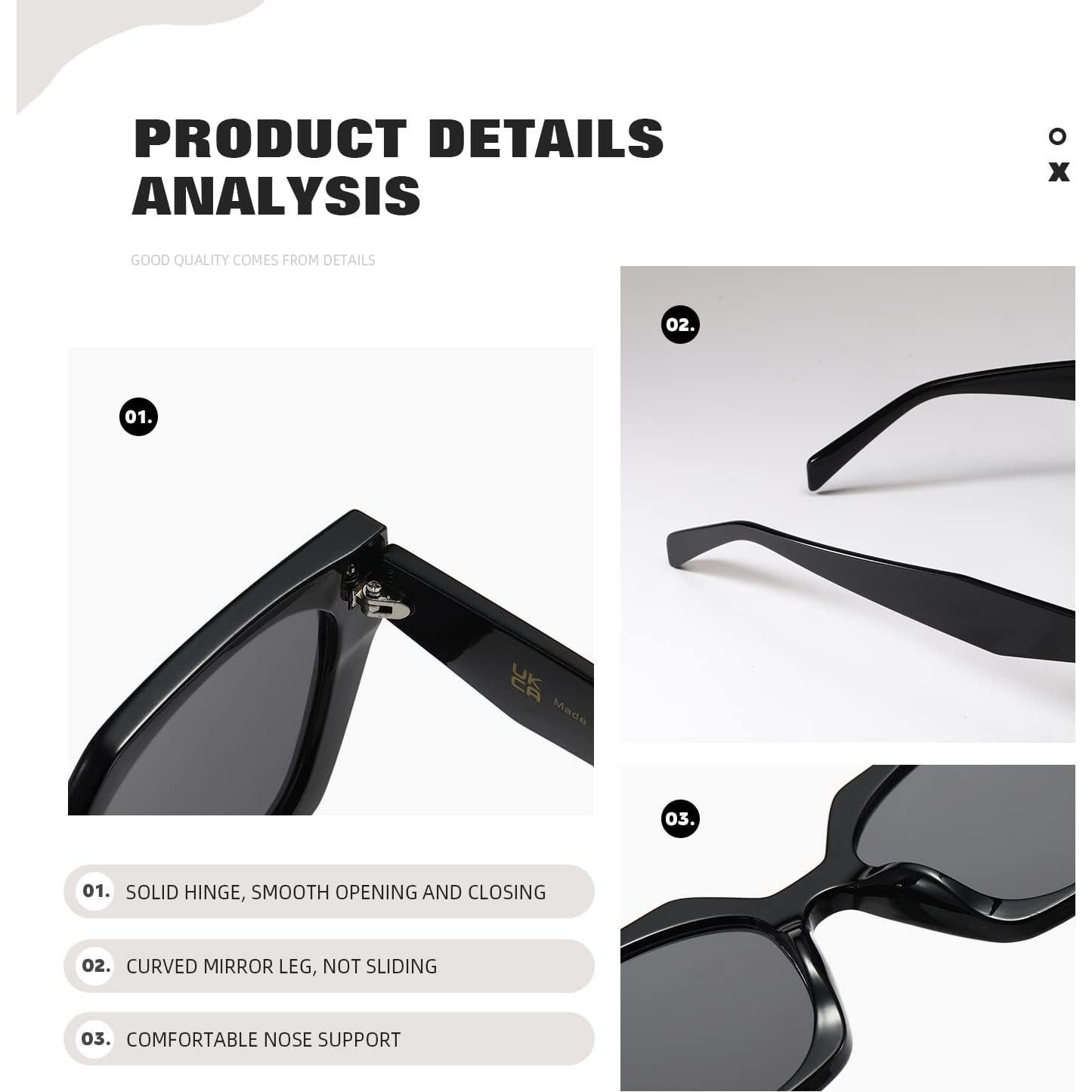 Gafas de sol cuadradas TIANYESY con protección UV para todos