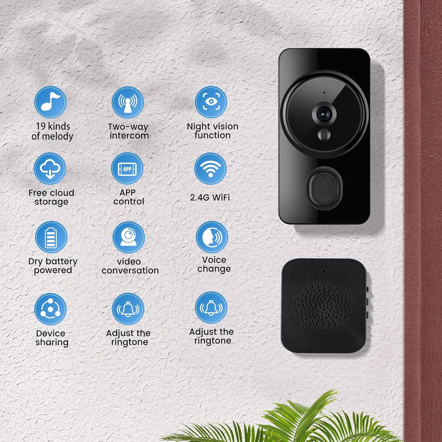 Timbre de Video Inalámbrico WOCOKA VD100 con App y Foto