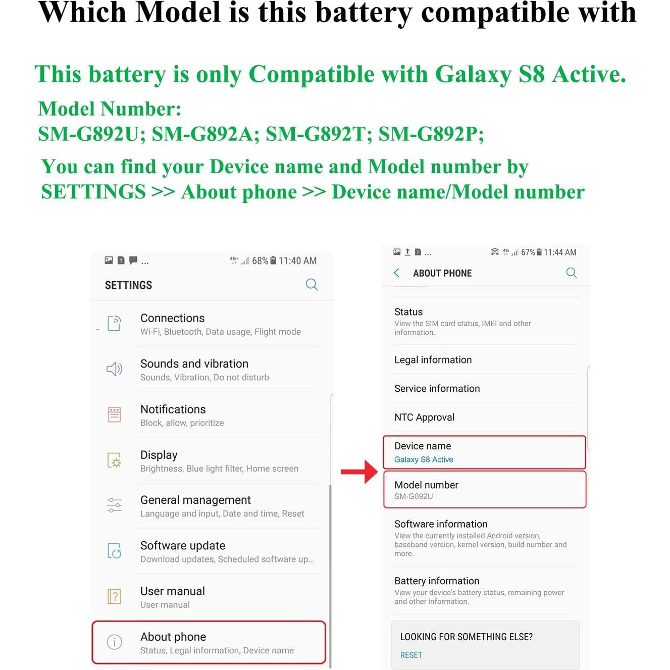 Batería de Reemplazo para Samsung Galaxy S8 Active Viimon