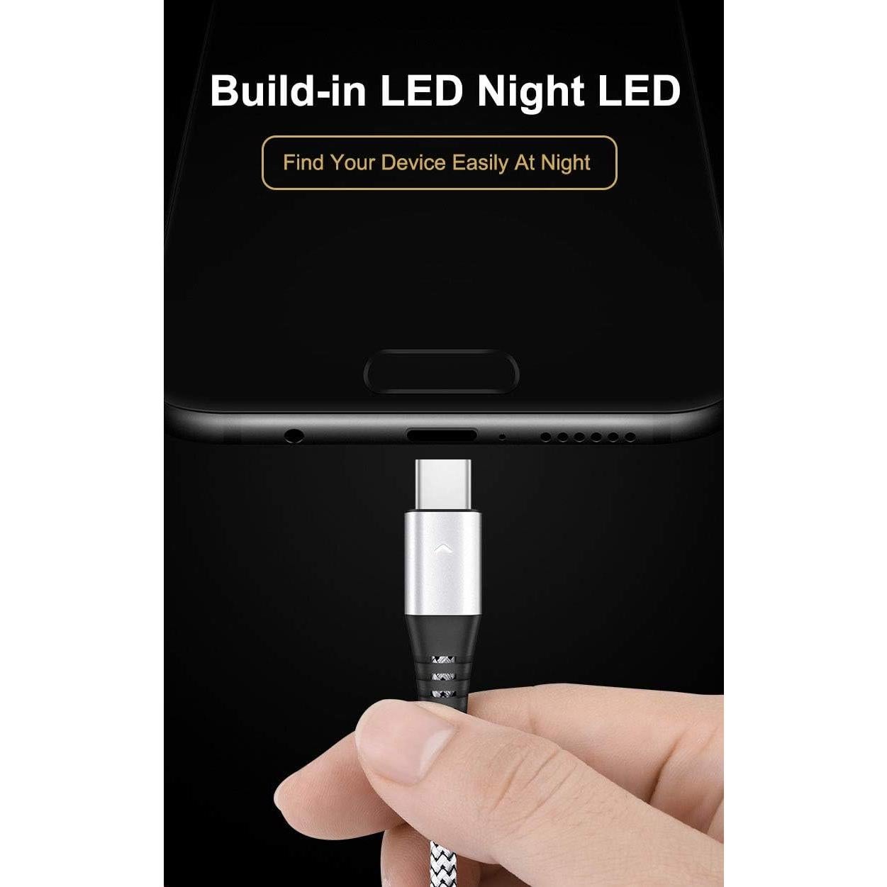 Cable USB Tipo C iFlash 1.83m Carga Rápida Trenzado Nylon Plata