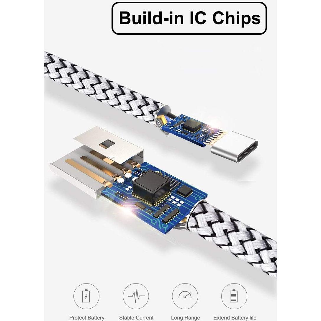 Cable USB Tipo C iFlash 1.83m Carga Rápida Trenzado Nylon Plata