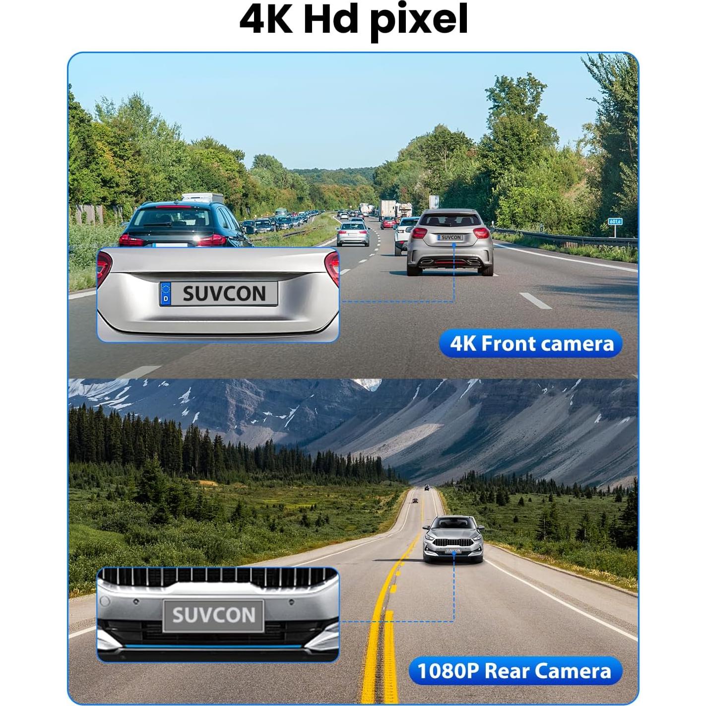 Dash Cam Front and Rear 4K/1080P, Dash Camera for Cars Build in WiFi, Full HD Dash Cam with APP Control, 3.94'' IPS Screen Dash Camera with 32GB SD Card, G-Sensor, 24Hr Parking Mote, Loop Recording