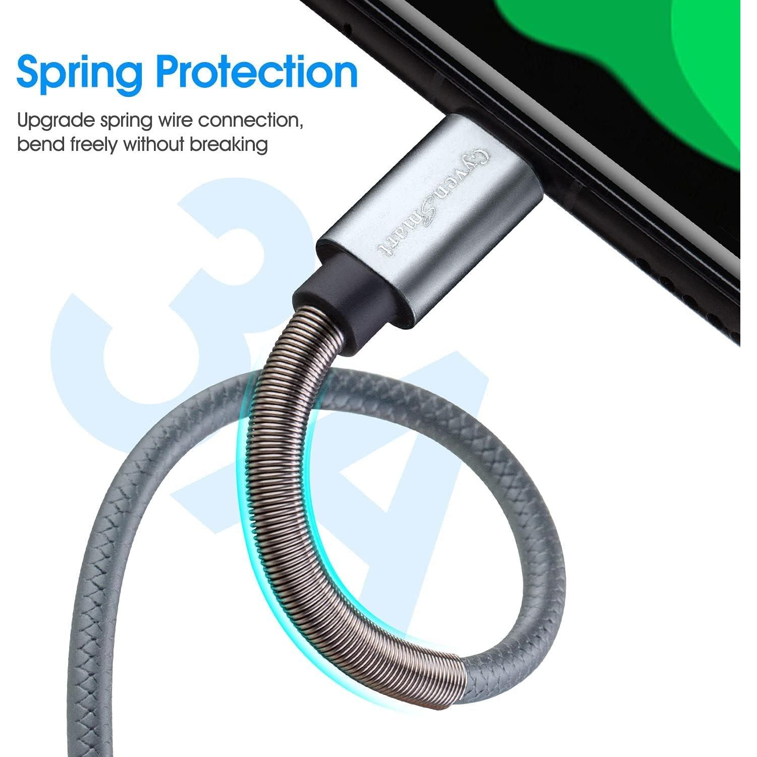 Cable de Carga USB Tipo C 3 Pies CyvenSmart Gris Cielo - 3 Pack