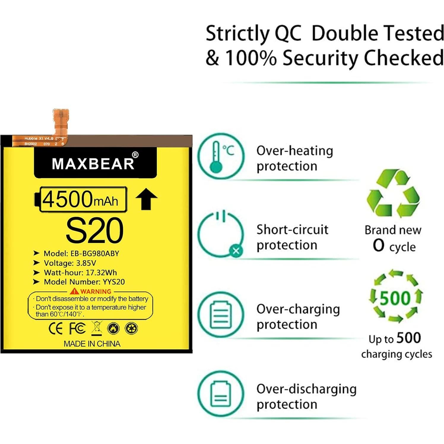 Batería de Reemplazo MAXBEAR 4500mAh para Samsung Galaxy S20