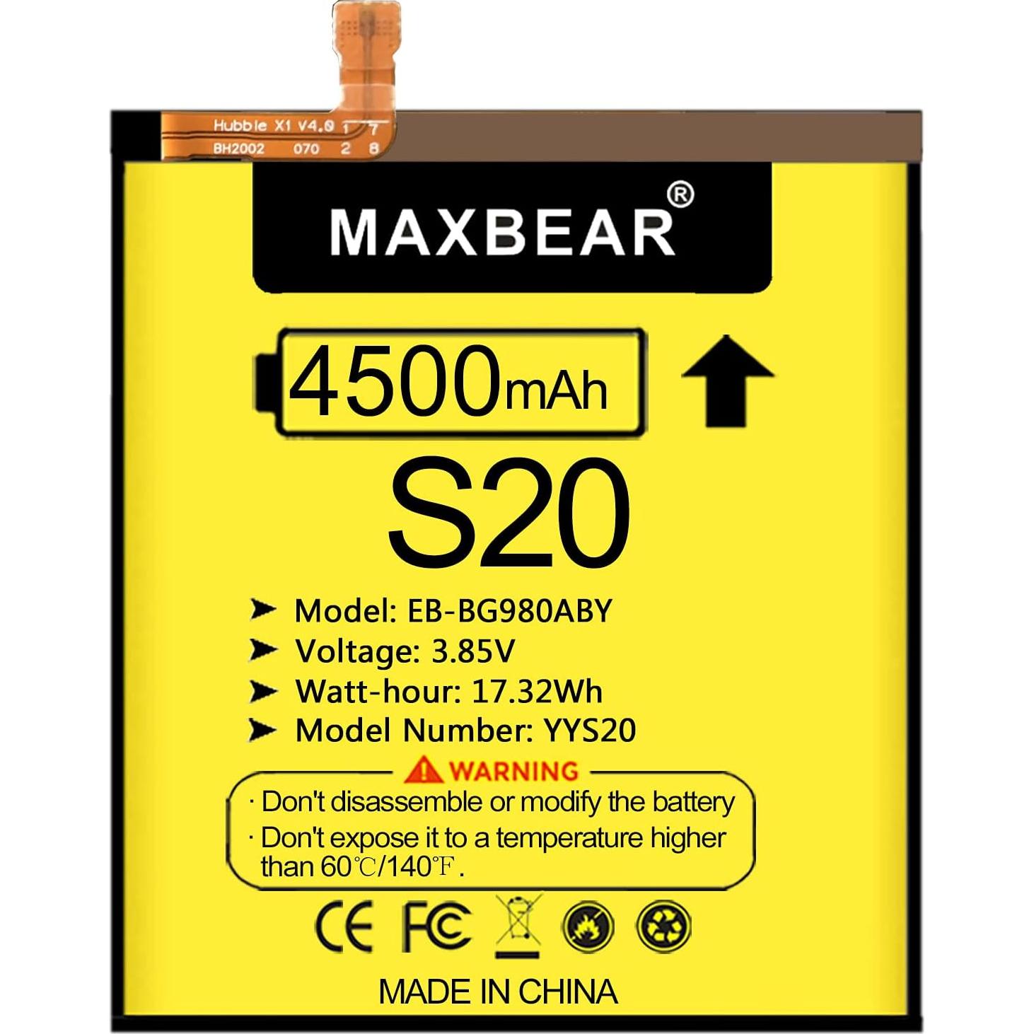 Batería de Reemplazo MAXBEAR 4500mAh para Samsung Galaxy S20