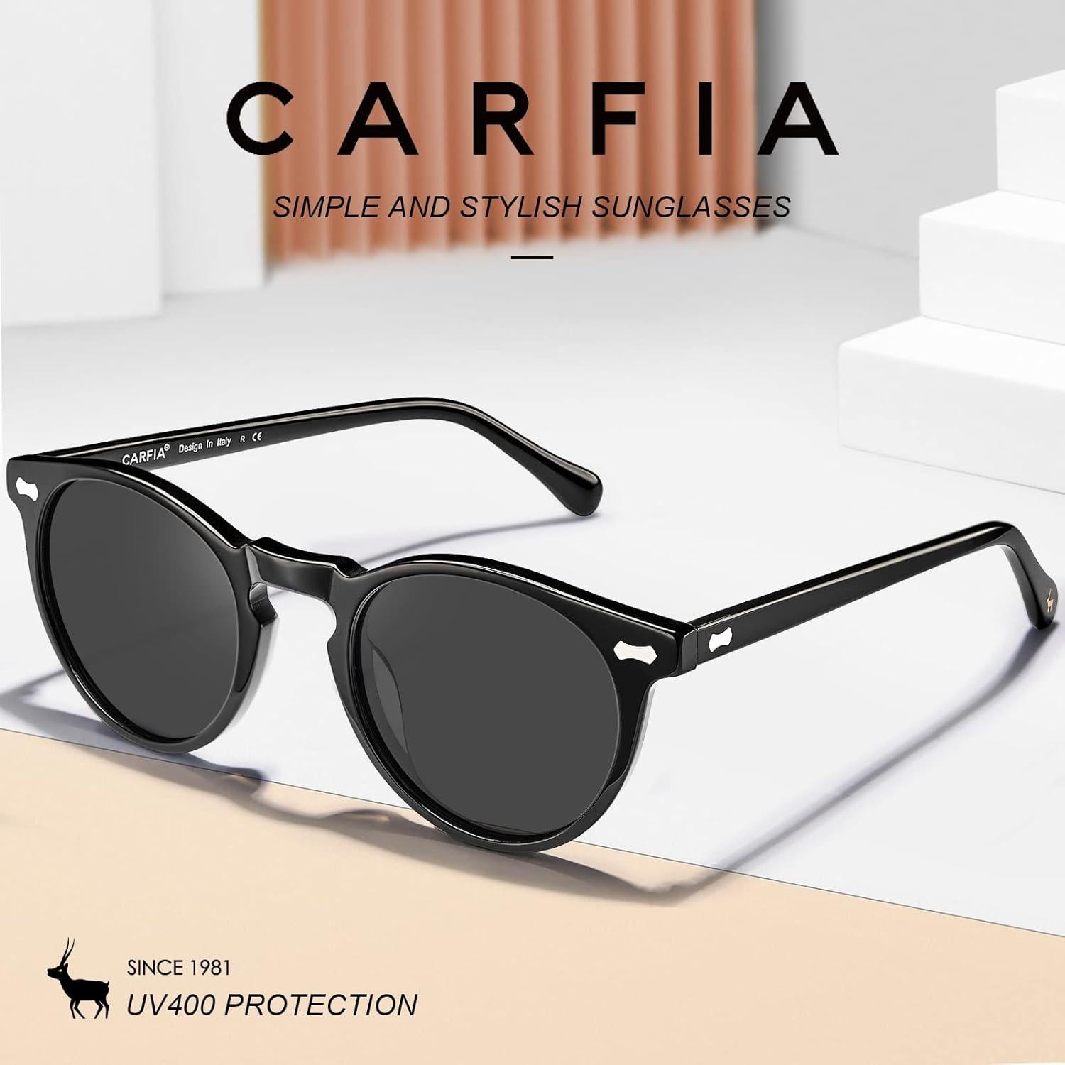 Gafas de sol redondas CARFIA para mujeres con UV400