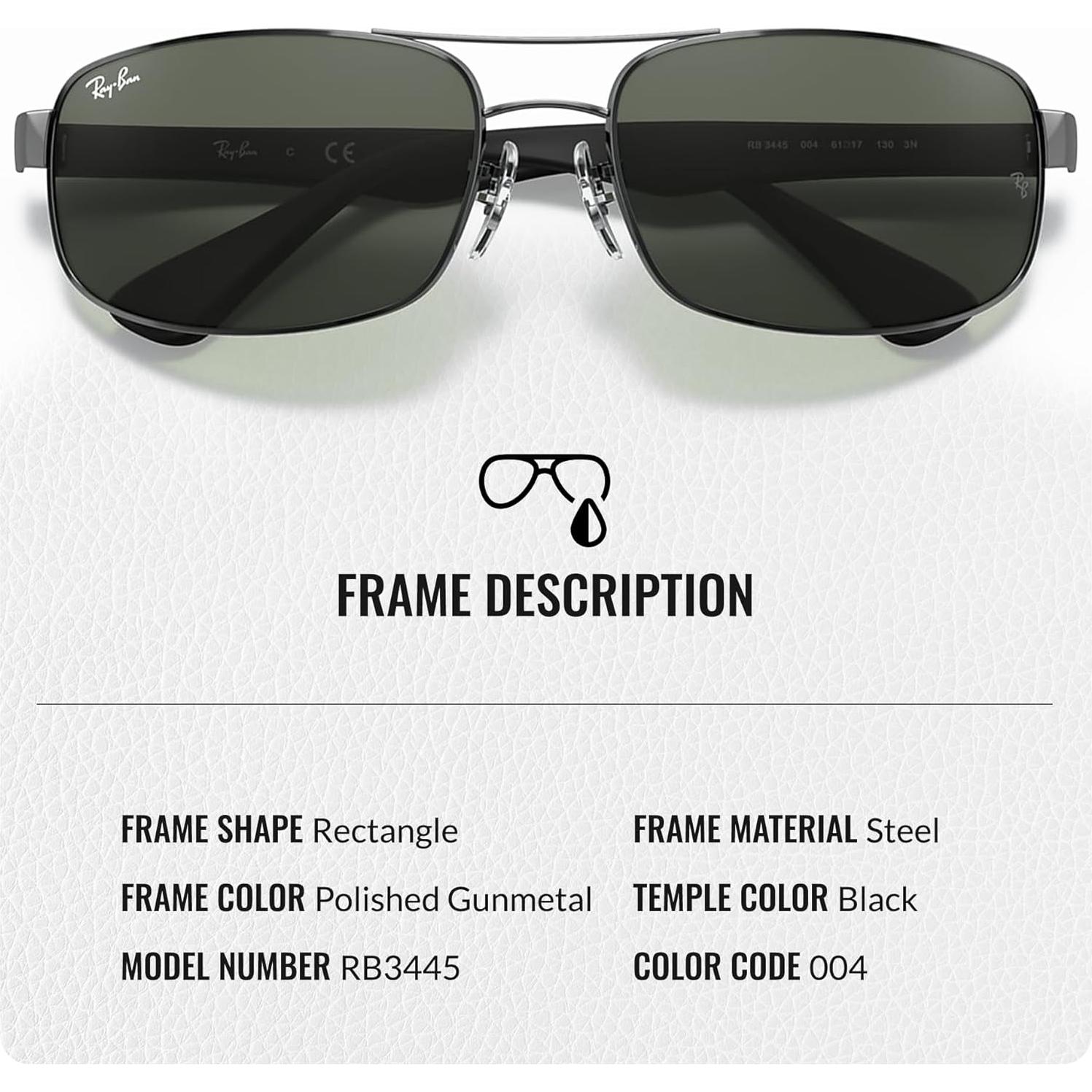 Gafas de sol Ray-Ban RB3445 Rectangulares 61mm Verde G-15