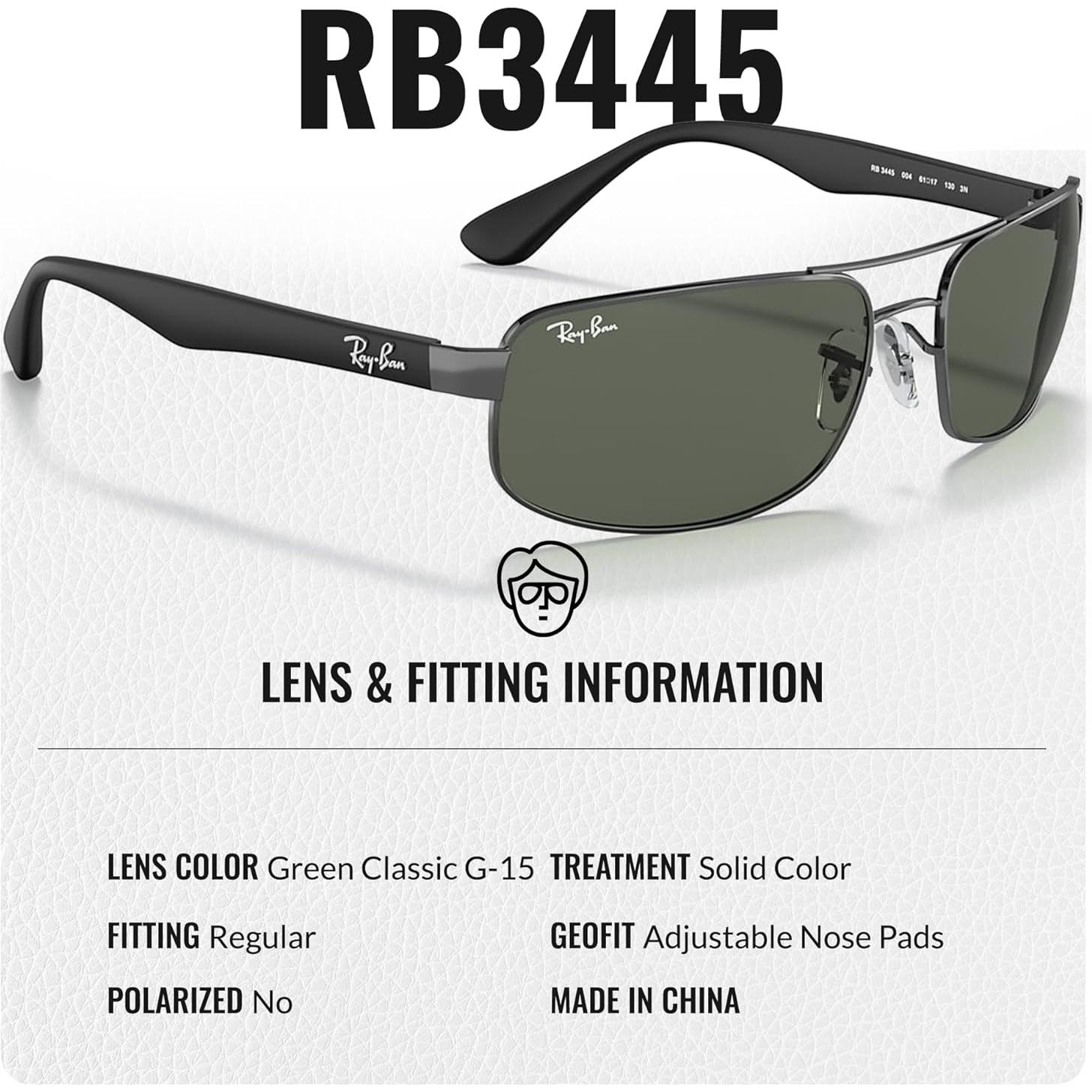 Gafas de sol Ray-Ban RB3445 Rectangulares 61mm Verde G-15