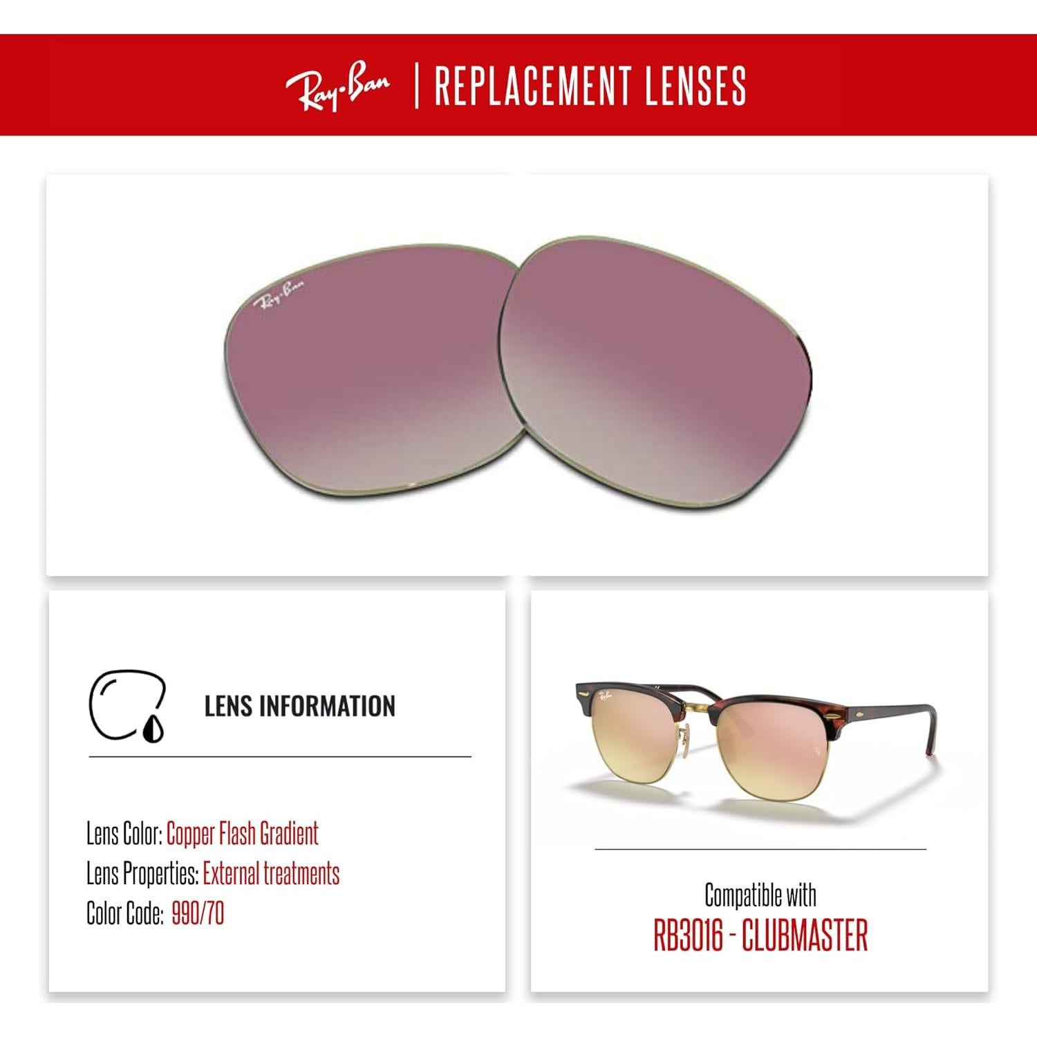 Ray-Ban Clubmaster RB3016 Lentes 51mm + Kit de Cuidado