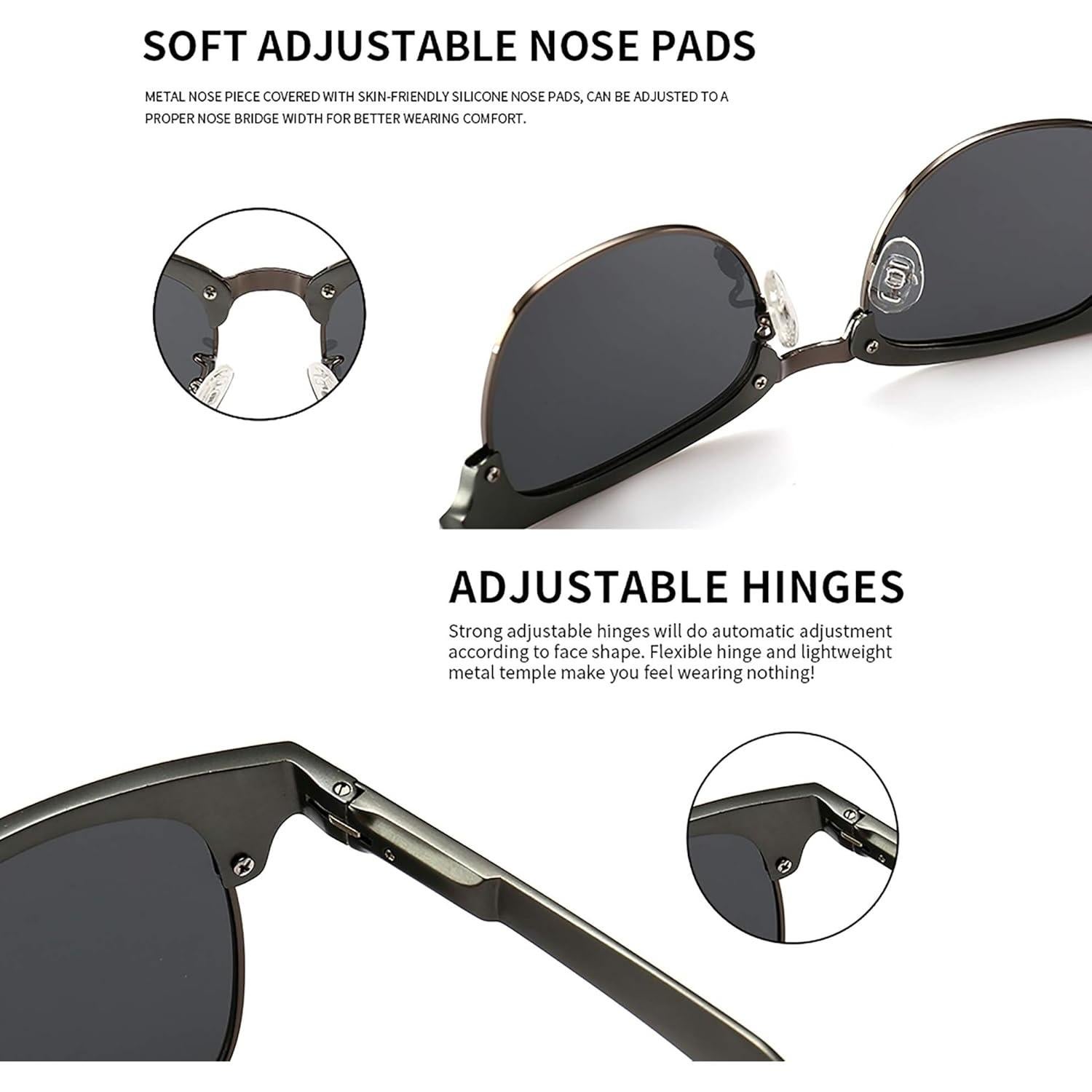 Gafas de sol polarizadas SUNGAIT retro unisex con marco de metal