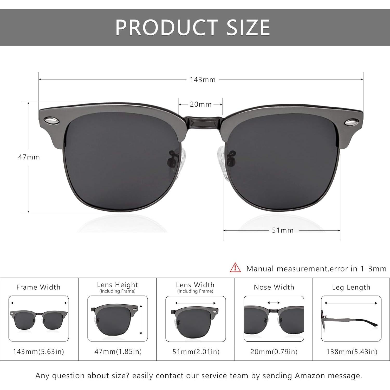 Gafas de sol polarizadas SUNGAIT retro unisex con marco de metal