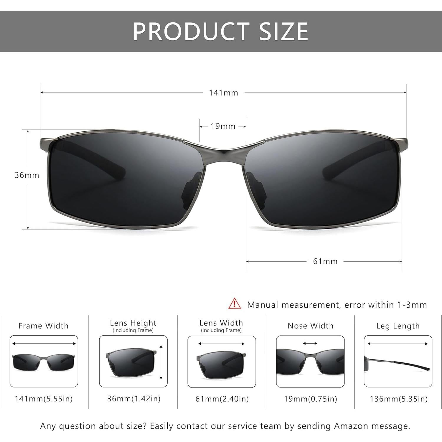 Gafas de sol polarizadas SUNGAIT para hombres marco metal gris