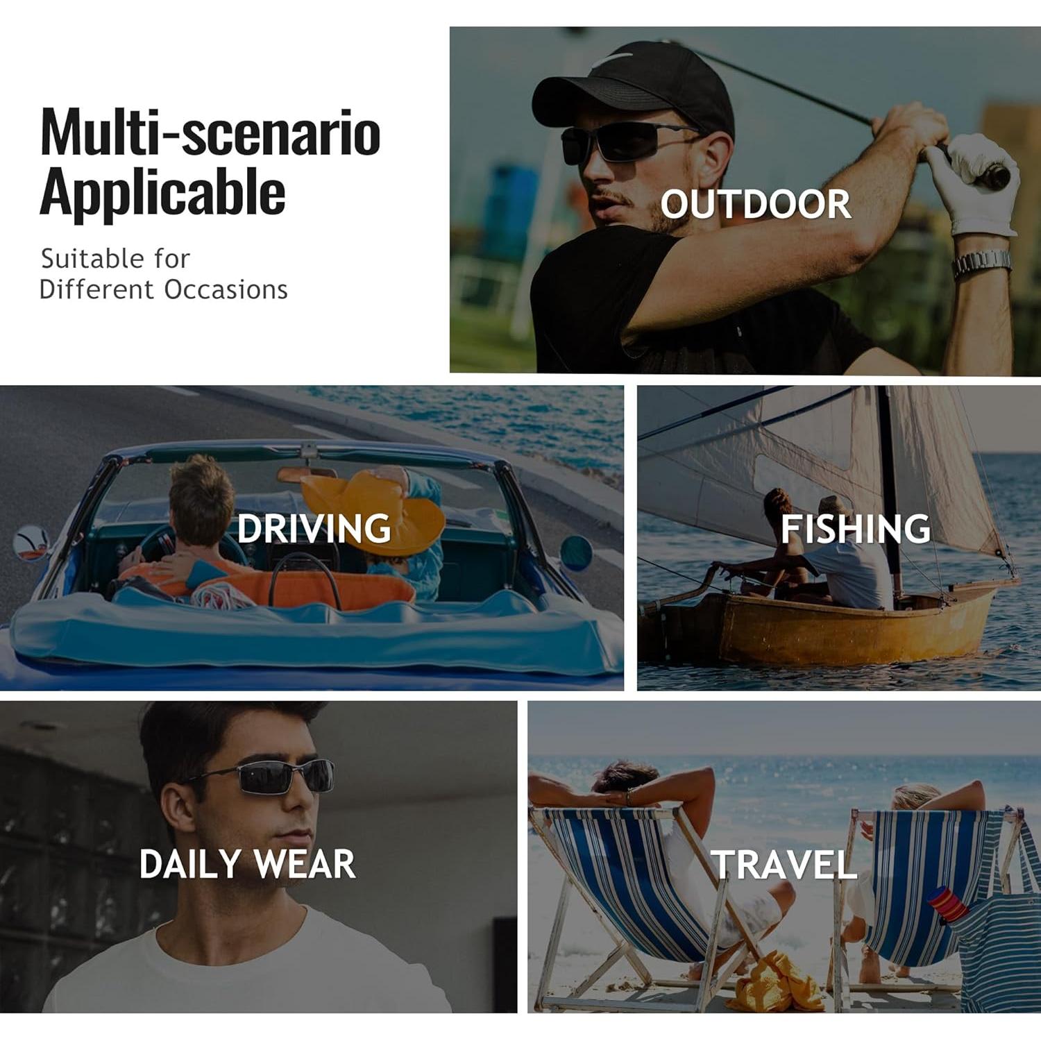 Gafas de sol polarizadas SUNGAIT para hombres marco metal gris