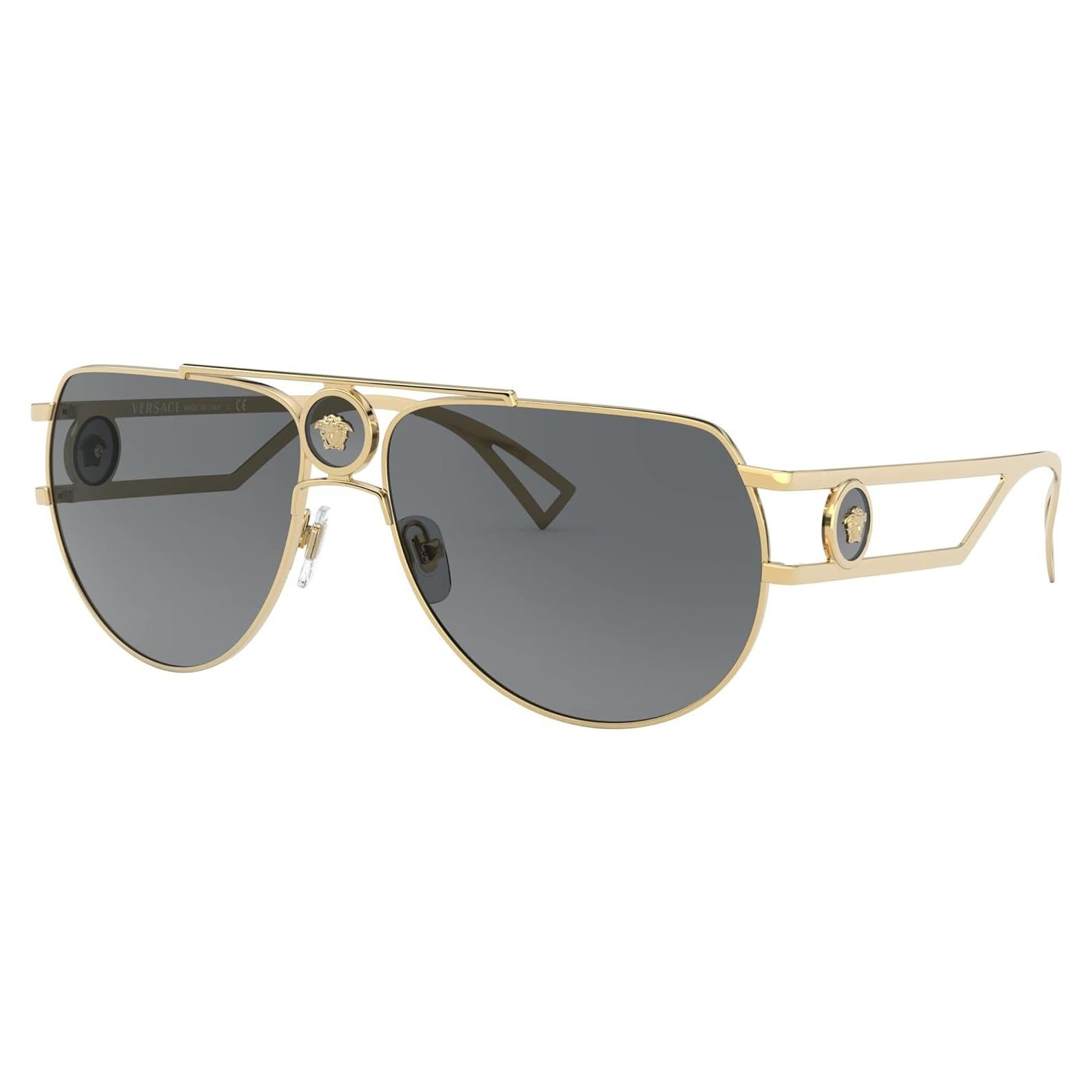 Gafas de sol aviador Versace VE 2225 doradas con lente gris