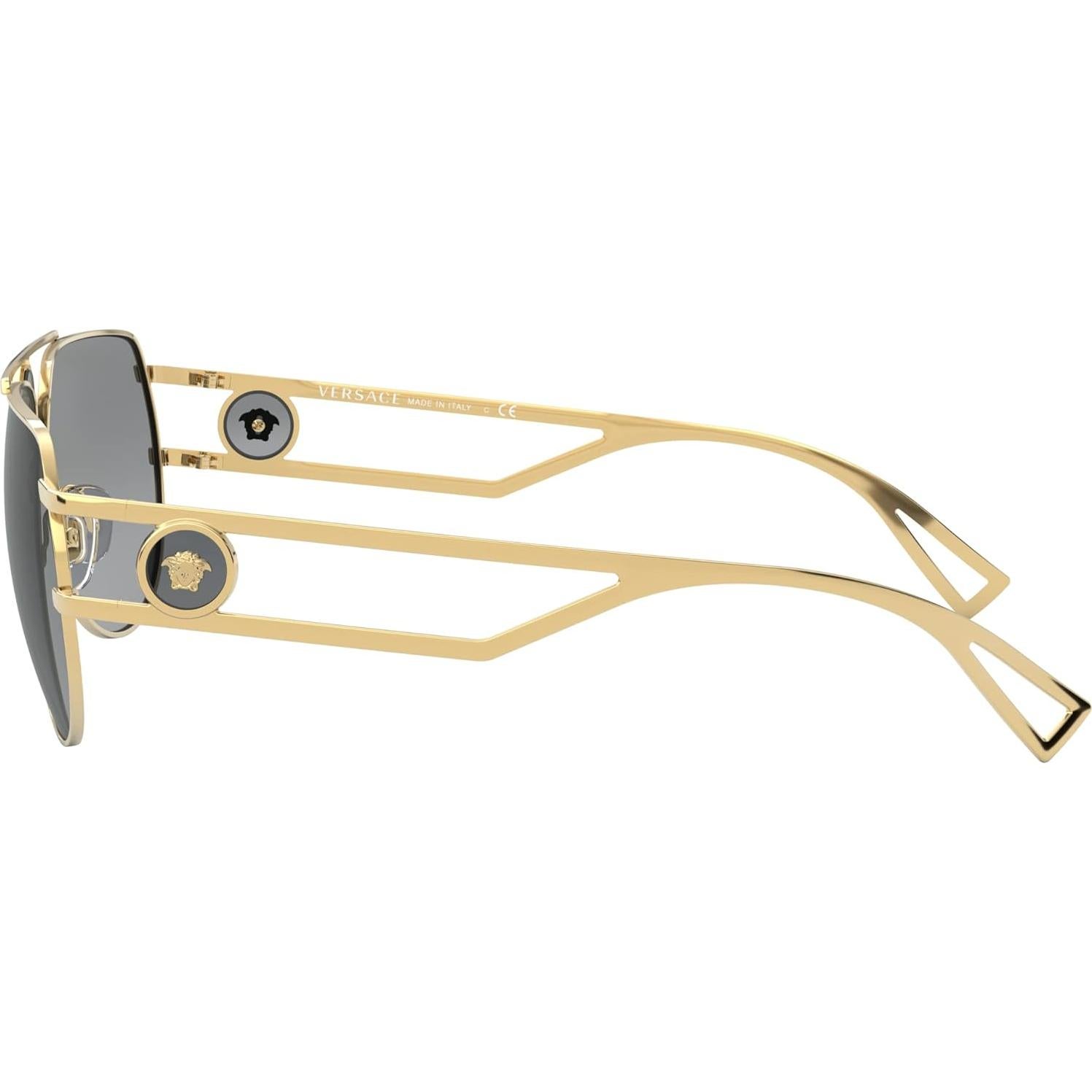 Gafas de sol aviador Versace VE 2225 doradas con lente gris