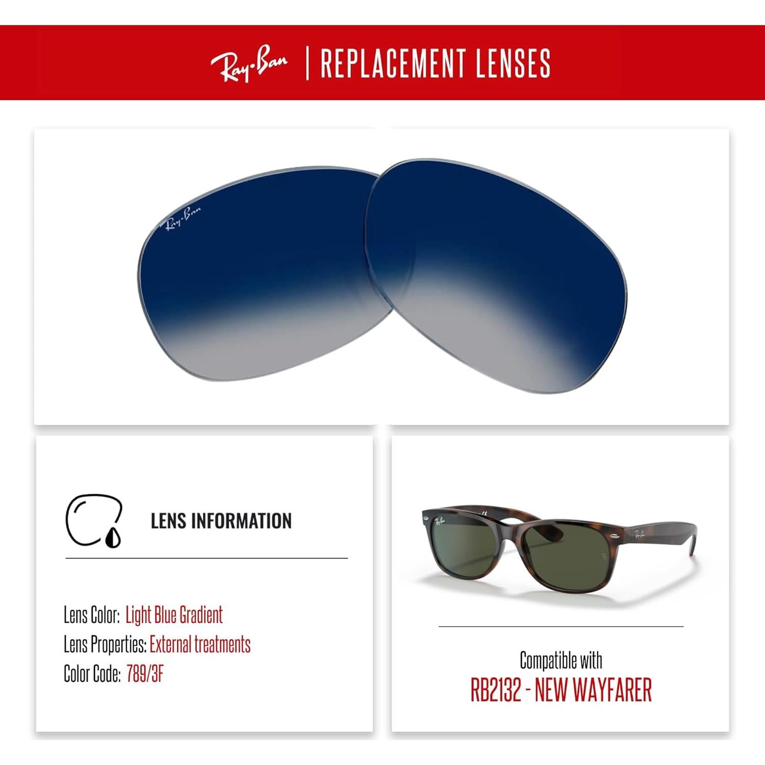 Lentes de Reemplazo Ray-Ban RB2132 52mm + Kit de Cuidado