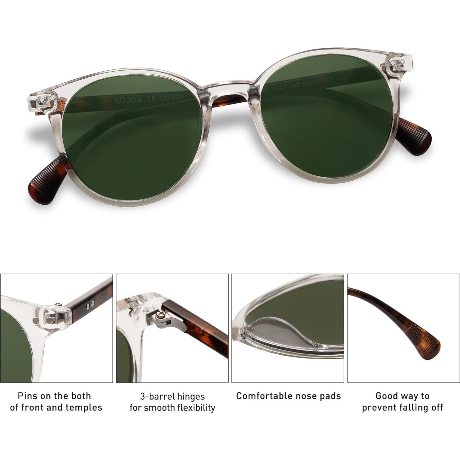 Gafas de sol polarizadas SOJOS SJ2113 UV400 unisex vintage