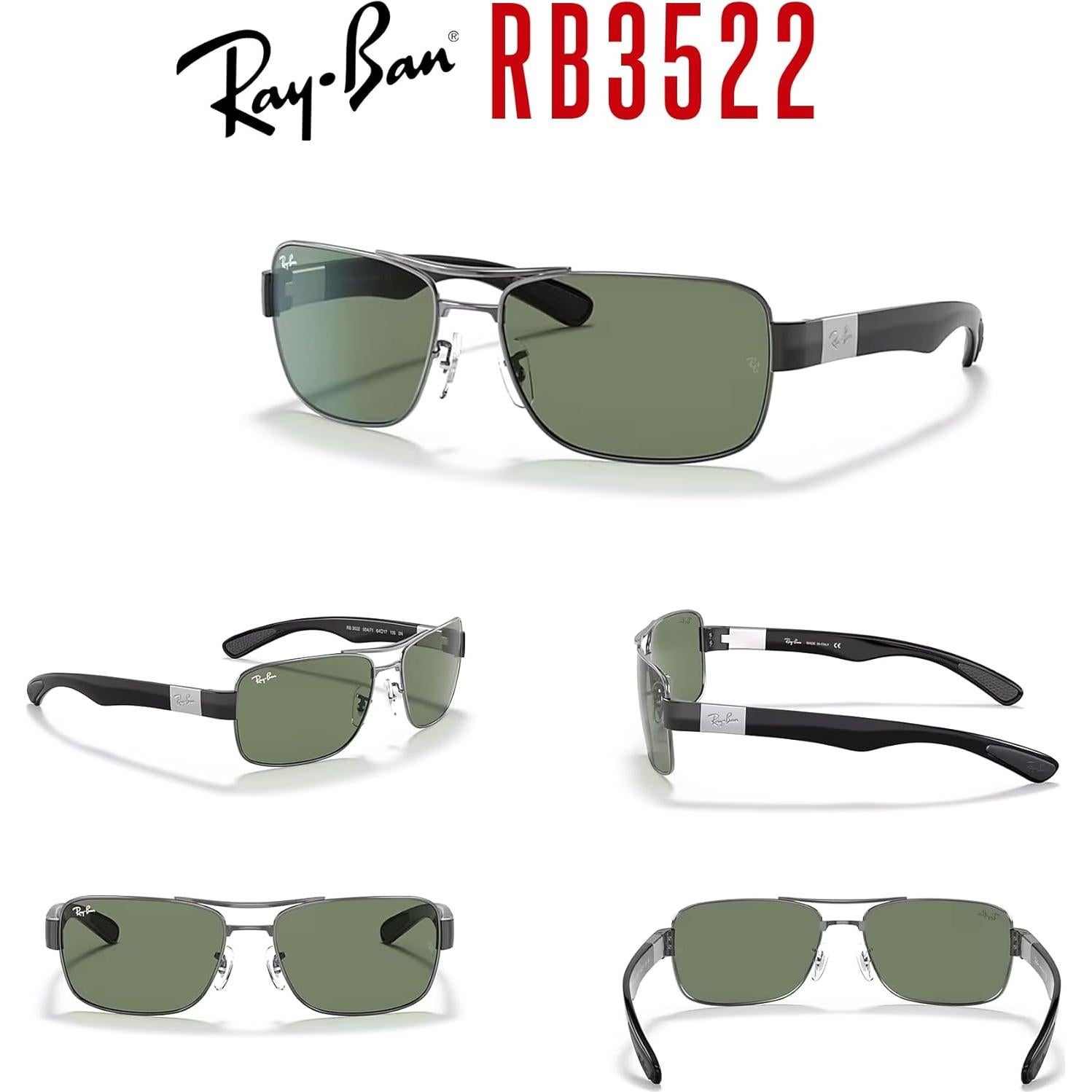 Gafas de Sol Ray-Ban RB3522 Cuadradas Metalizadas 61mm
