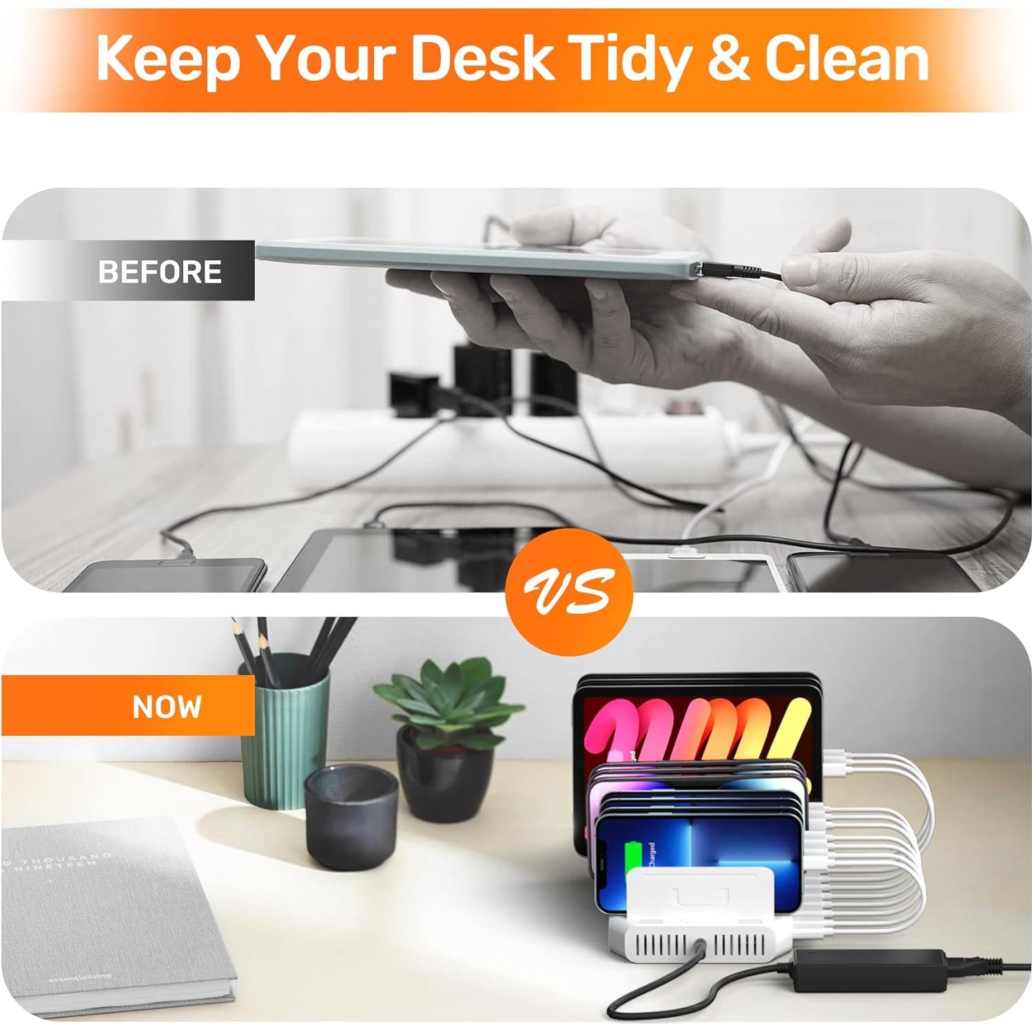 Estación de Carga USB Alxum 10 Puertos 60W Blanca