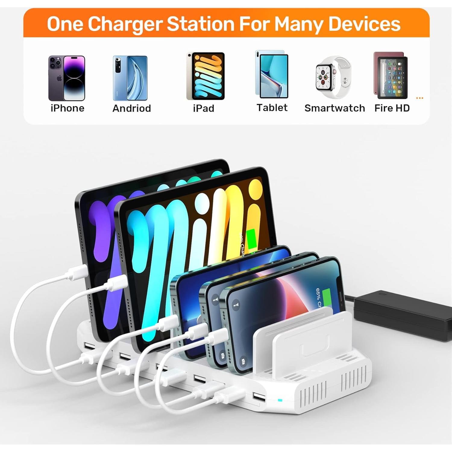 Estación de Carga USB Alxum 10 Puertos 60W Blanca