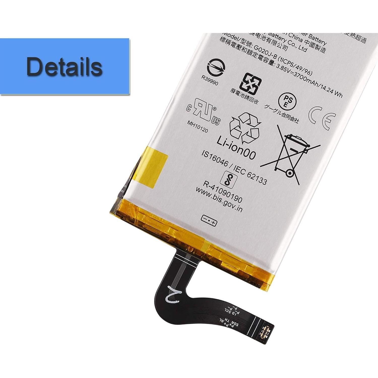 Batería de Reemplazo G020J-B para Google Pixel 4 XL 3700mAh