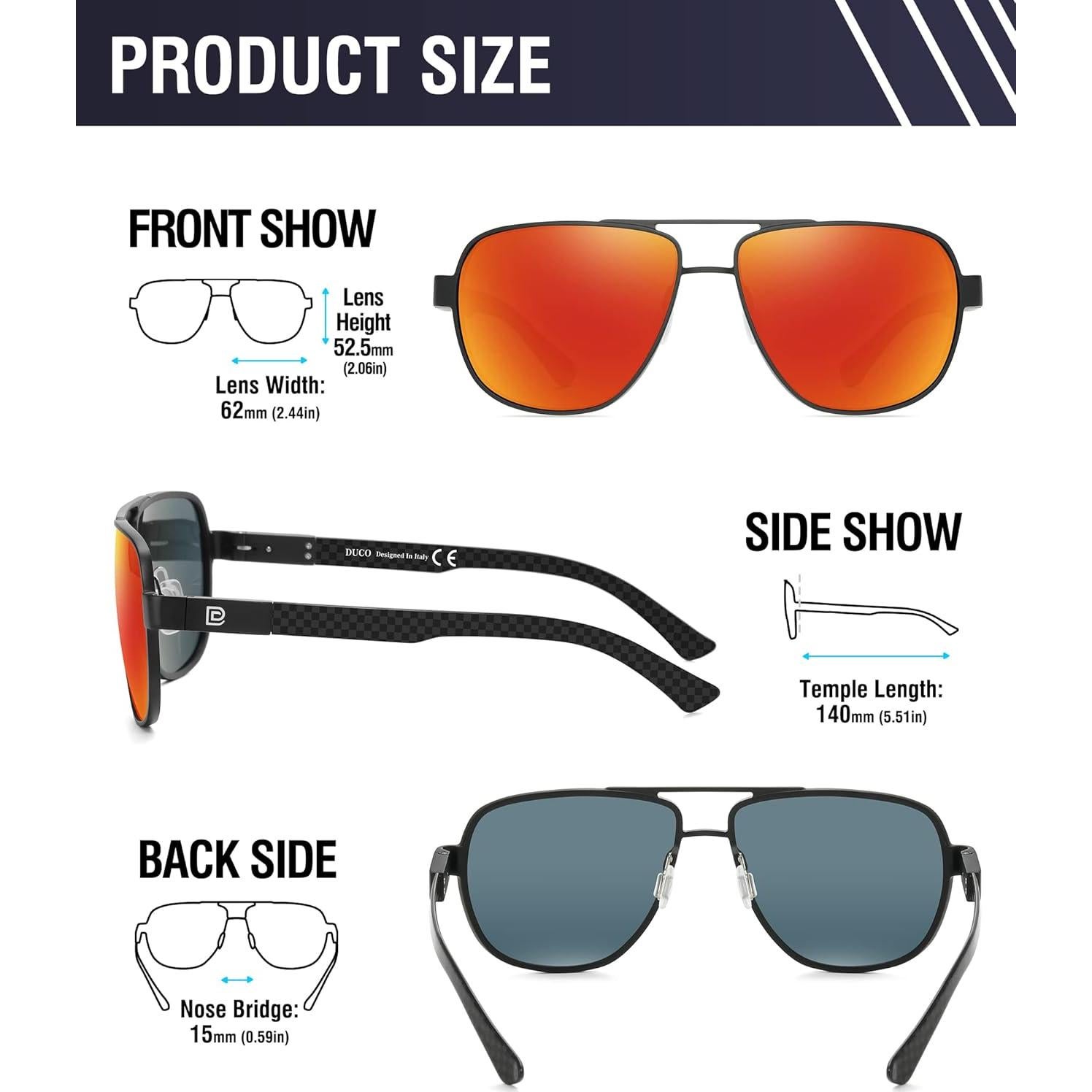 Gafas de sol DUCO Aviador Polarizadas UV 3051 Marco Negro