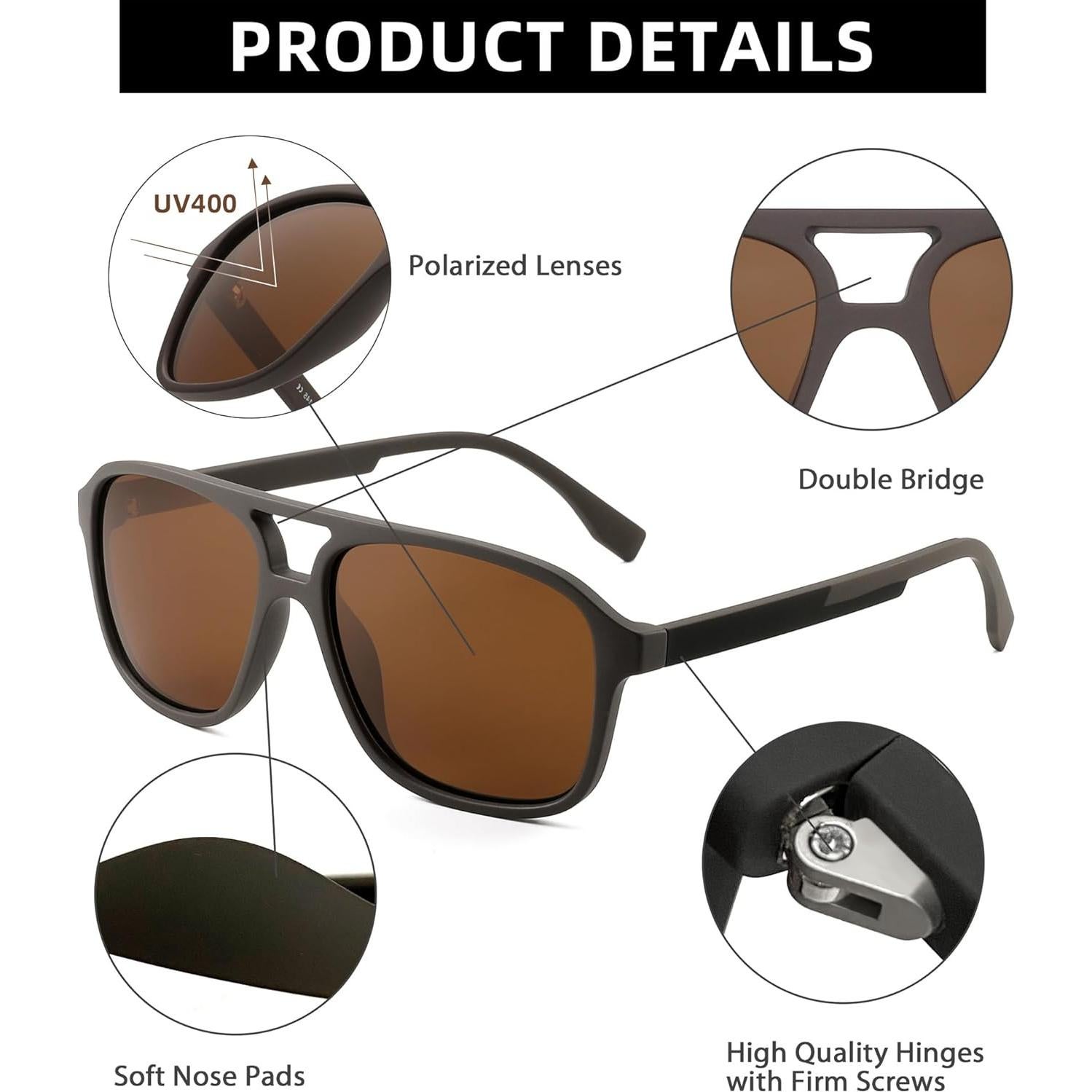 Gafas de Sol Aviador Polarizadas JIM HALO Café Mate 55mm