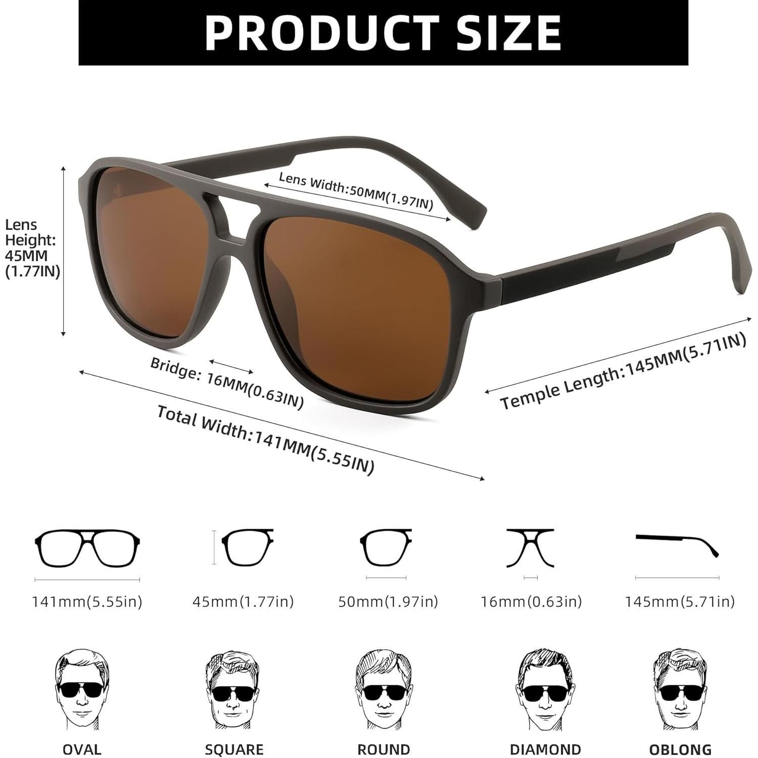 Gafas de Sol Aviador Polarizadas JIM HALO Café Mate 55mm