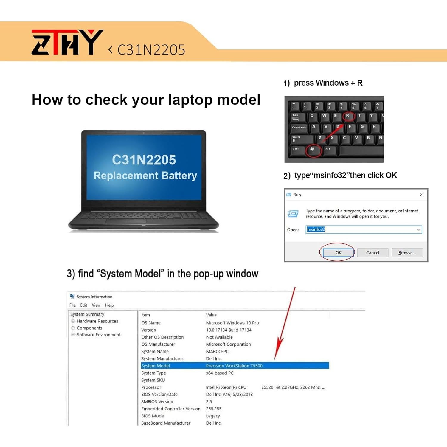 Batería ZTHY C31N2205 para Asus Chromebook Vibe 11.61V 63Wh