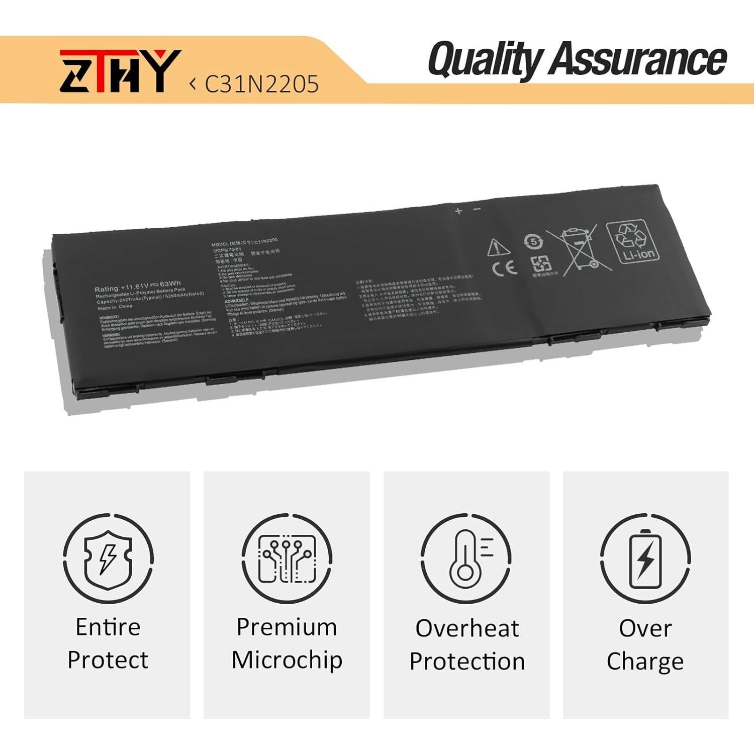 Batería ZTHY C31N2205 para Asus Chromebook Vibe 11.61V 63Wh