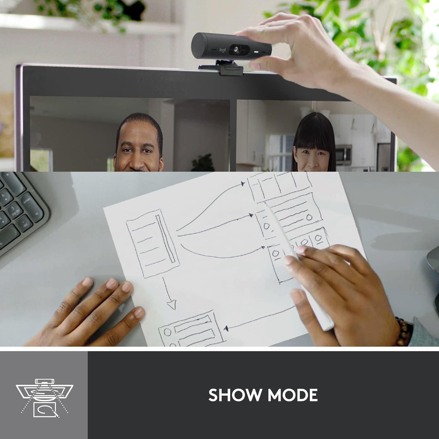 Webcam Logitech Brio 501 Full HD con Micrófonos y Luz