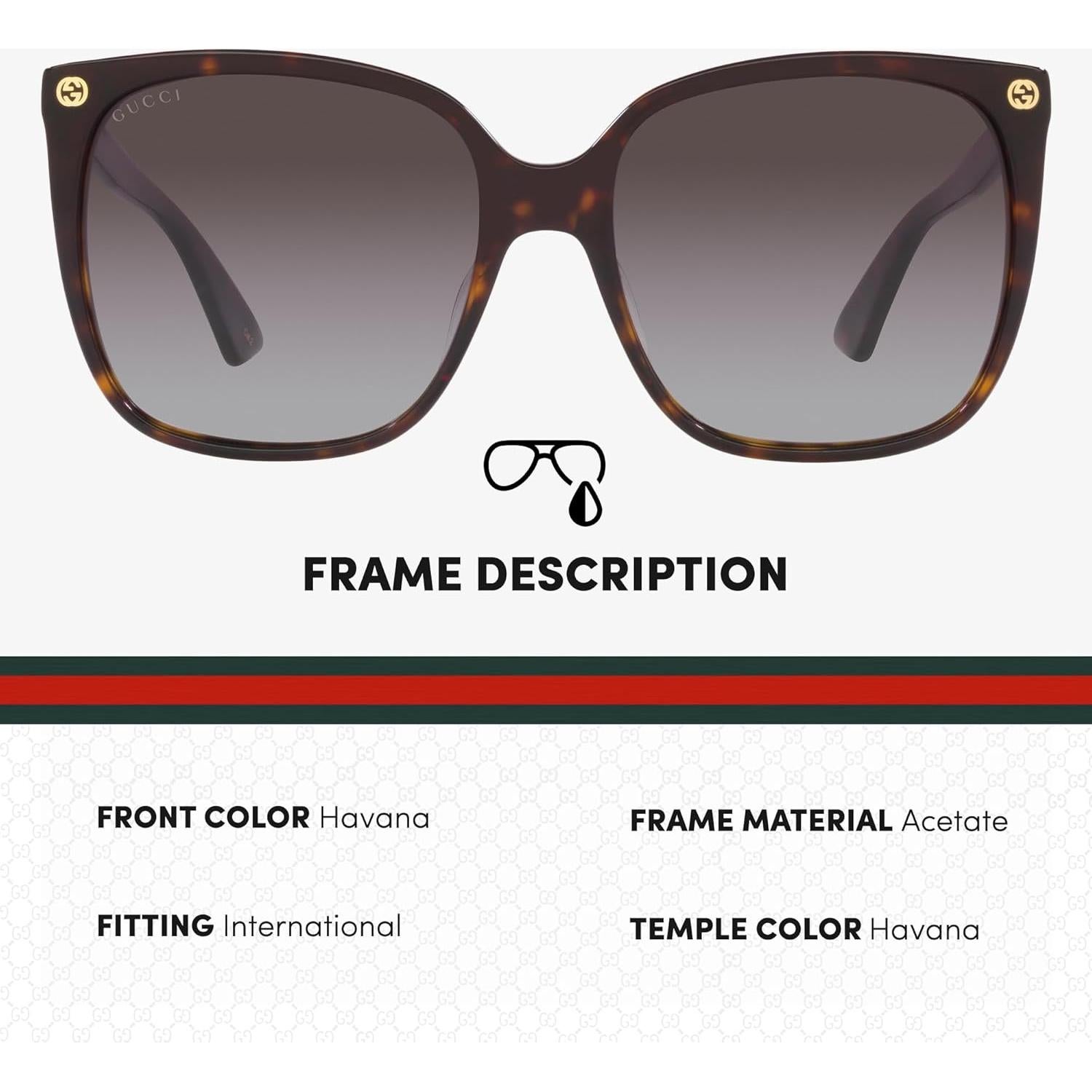 Gafas de Sol Gucci GG 0022S Cuadradas para Mujer 57mm