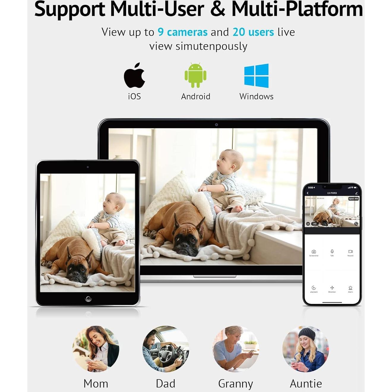 Cámara de Seguridad LaView 1080P WiFi con Audio Bidireccional