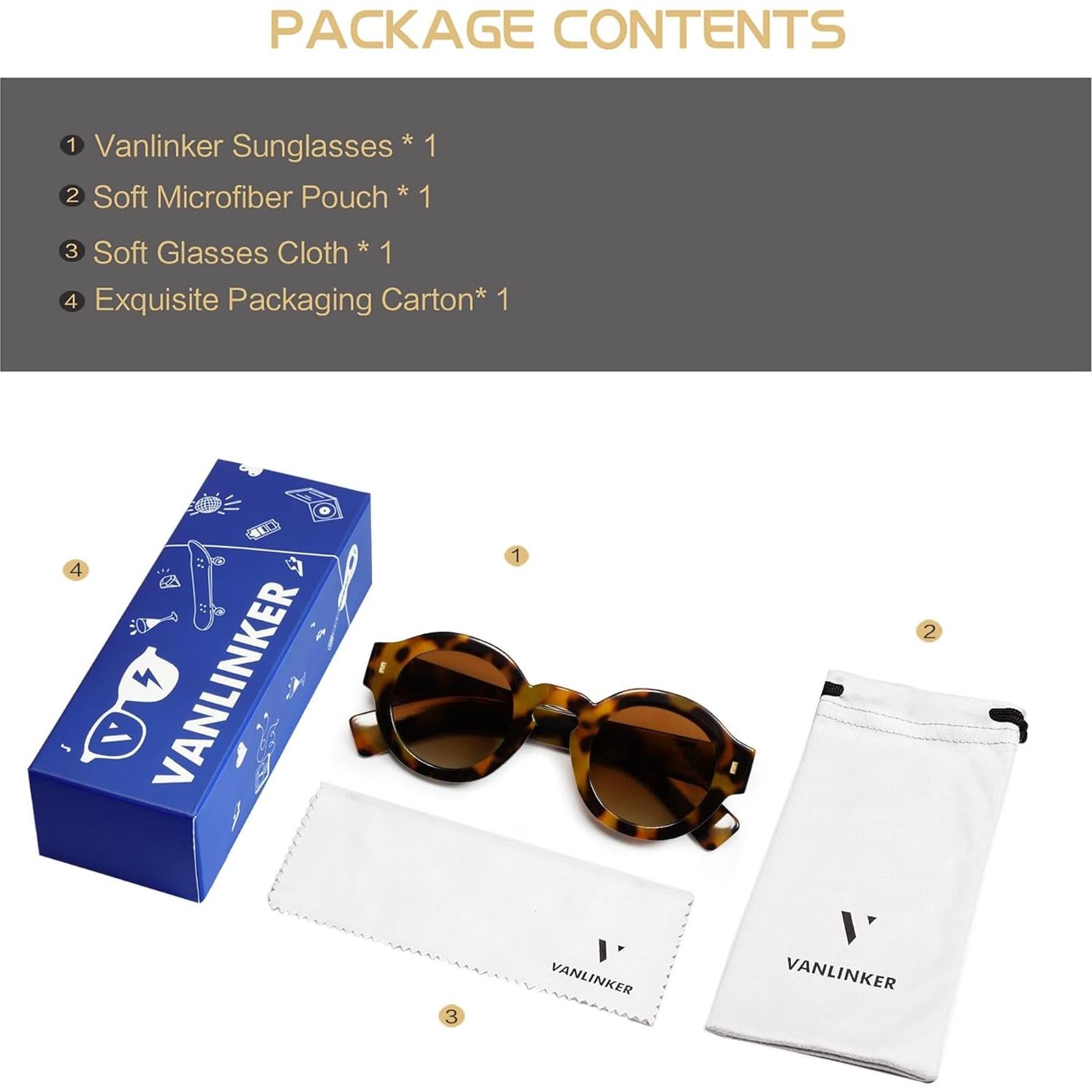 Gafas de sol redondas VANLINKER polarizadas unisex C2