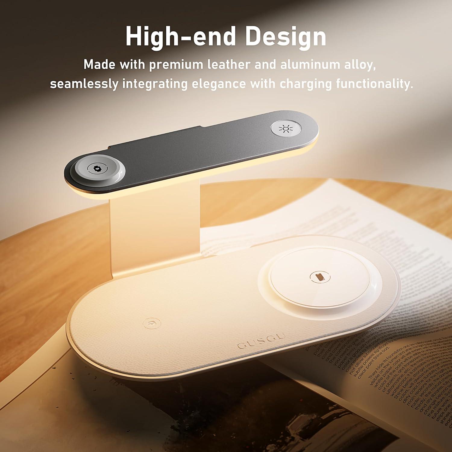 Estación de Carga Inalámbrica 3 en 1 GUSGU con Luz Nocturna 15W