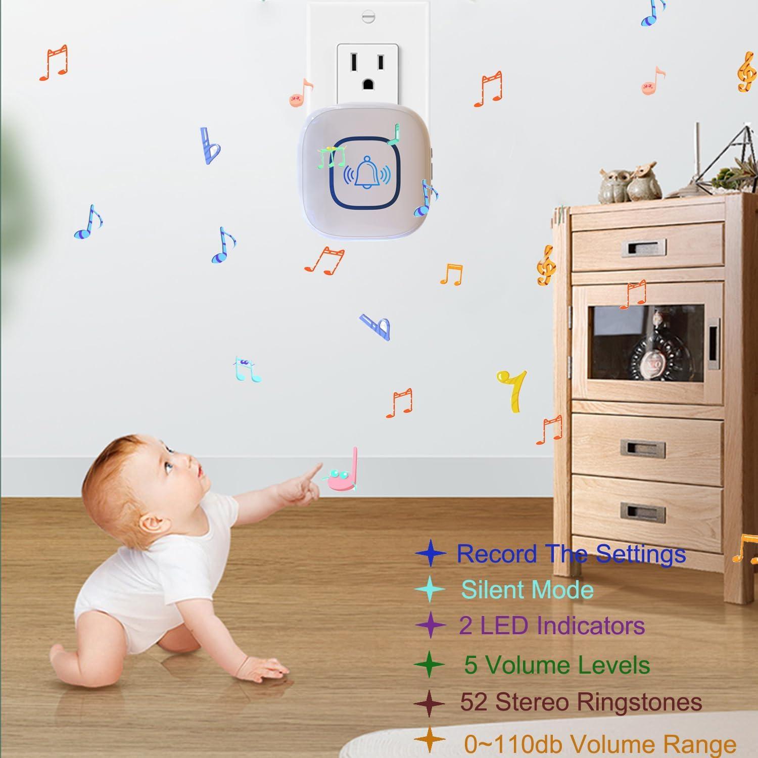 Timbre Inalámbrico UNIONOW 1,200 pies 52 Melodías LED