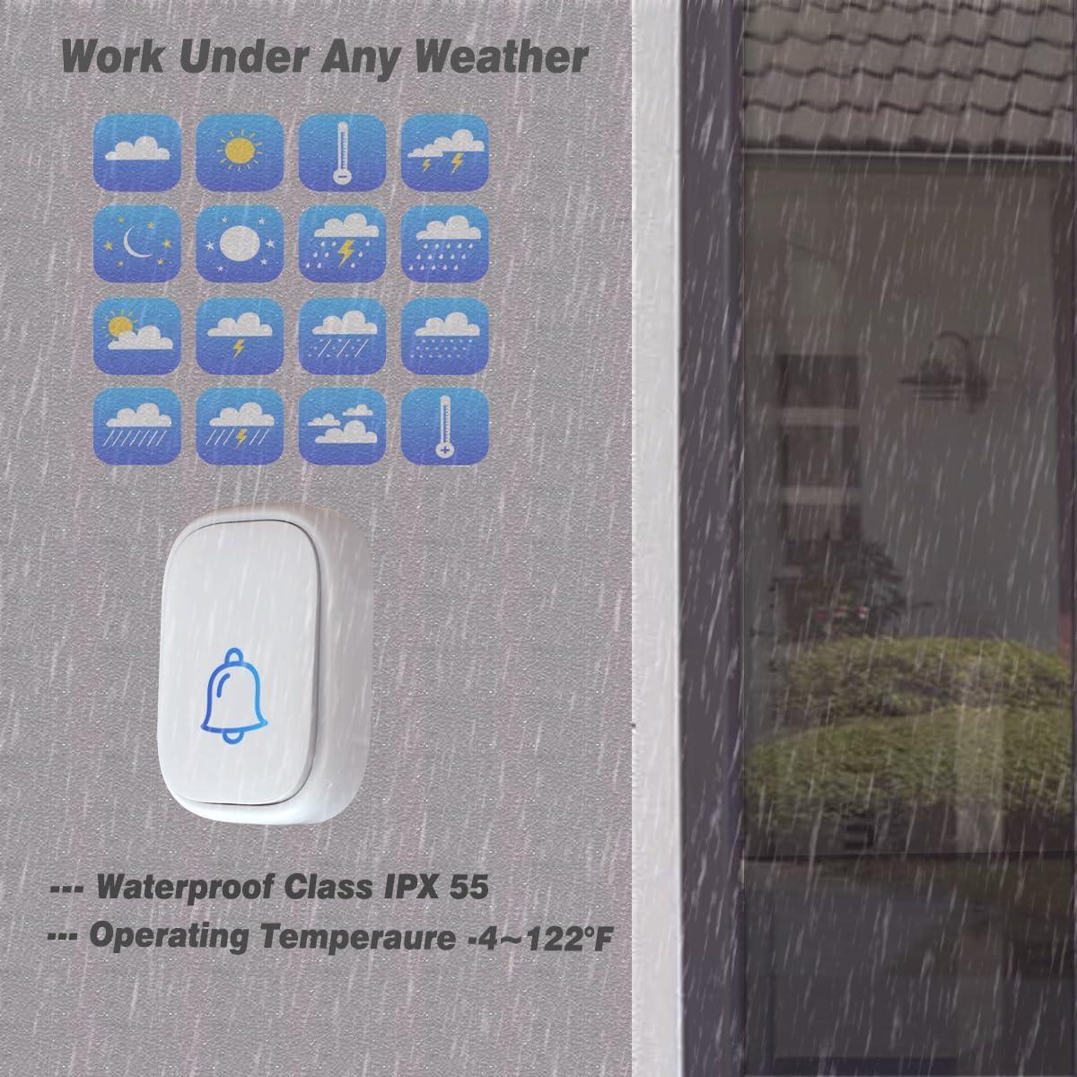 Timbre Inalámbrico UNIONOW 1,200 pies 52 Melodías LED