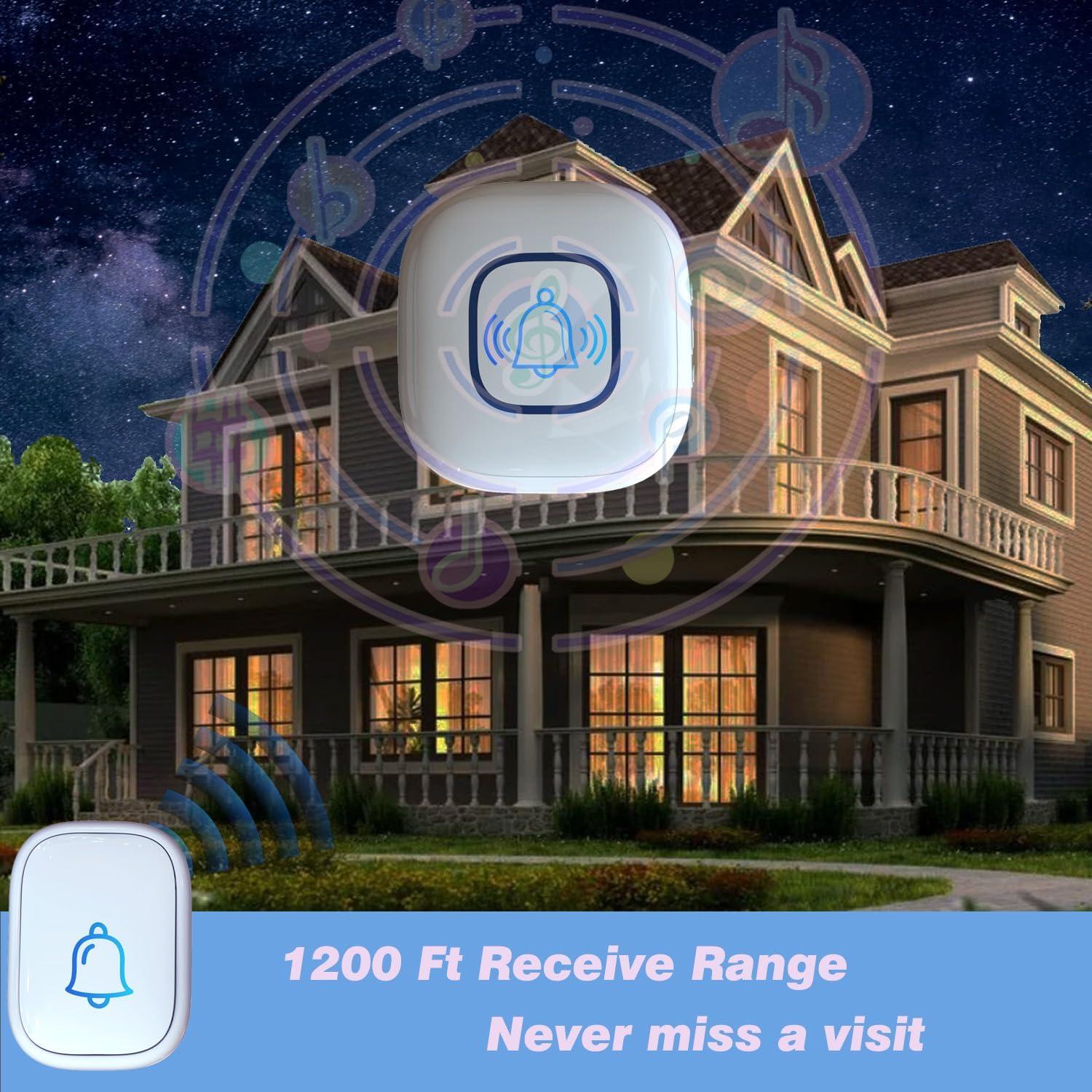 Timbre Inalámbrico UNIONOW 1,200 pies 52 Melodías LED