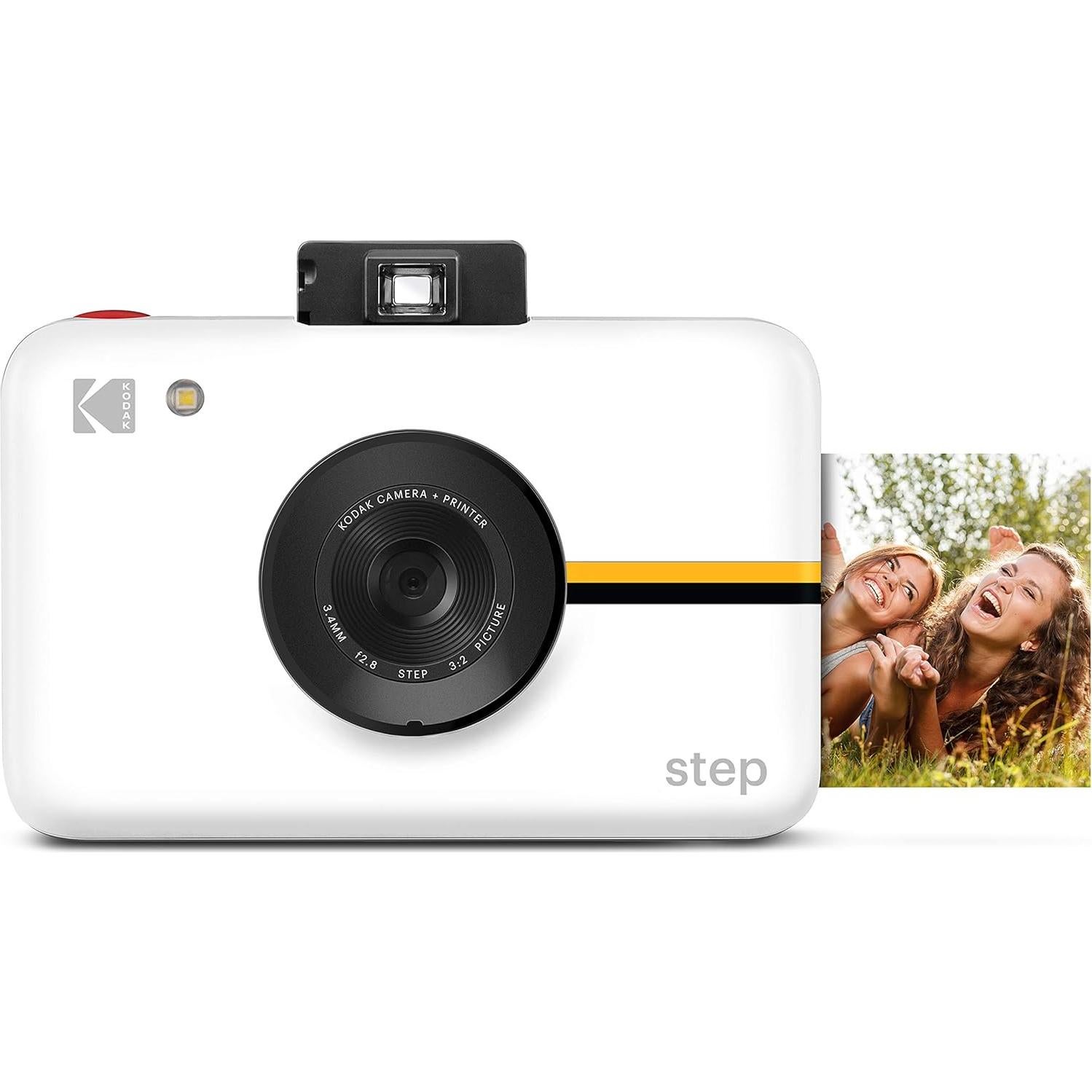 Step Camera Instant Camera with 10MP Image Sensor, ZINK Zero Ink Technology, Classic Viewfinder, Selfie Mode, Auto Timer, Built-in Flash & 6 Picture Modes | White.