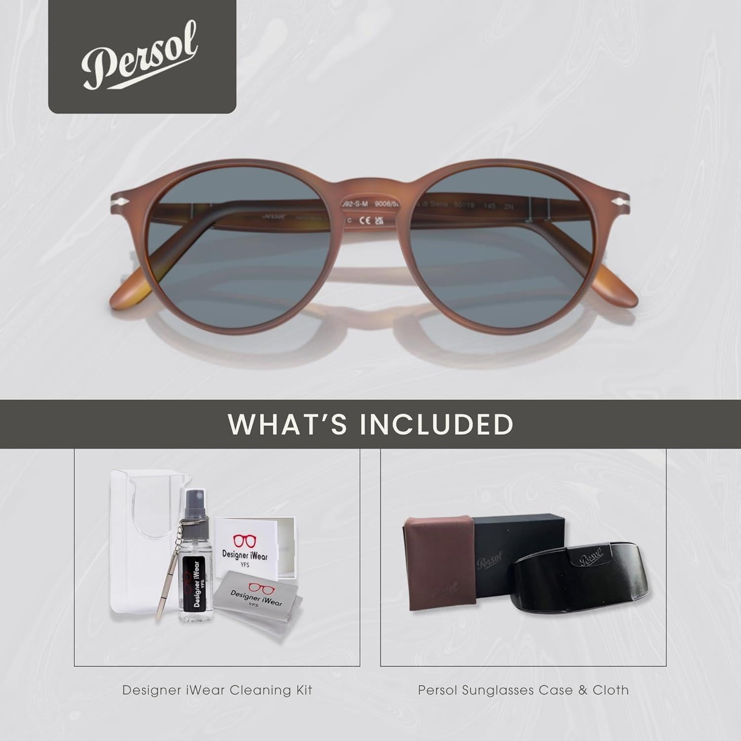 Gafas de sol redondas Persol PO3092SM para hombres + Kit iWear