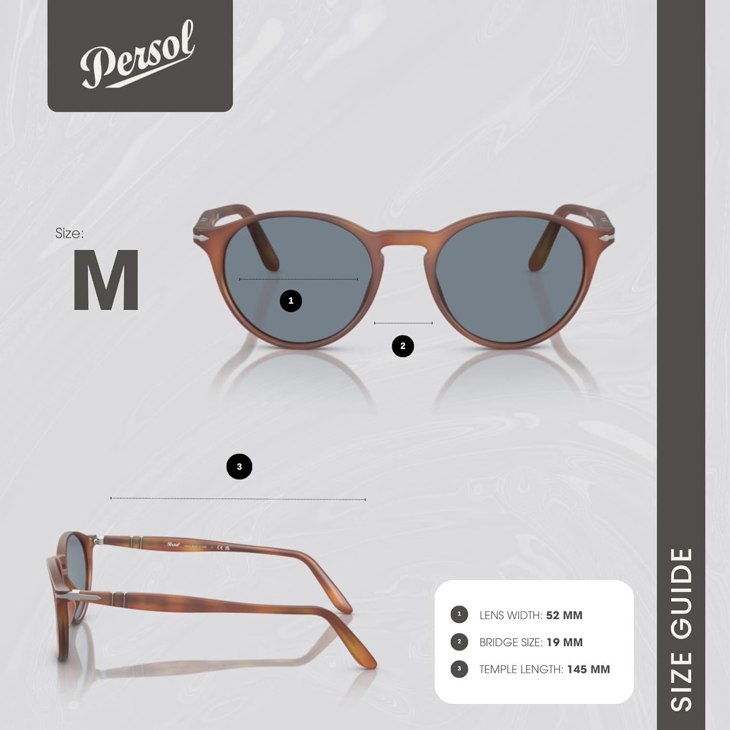 Gafas de sol redondas Persol PO3092SM para hombres + Kit iWear