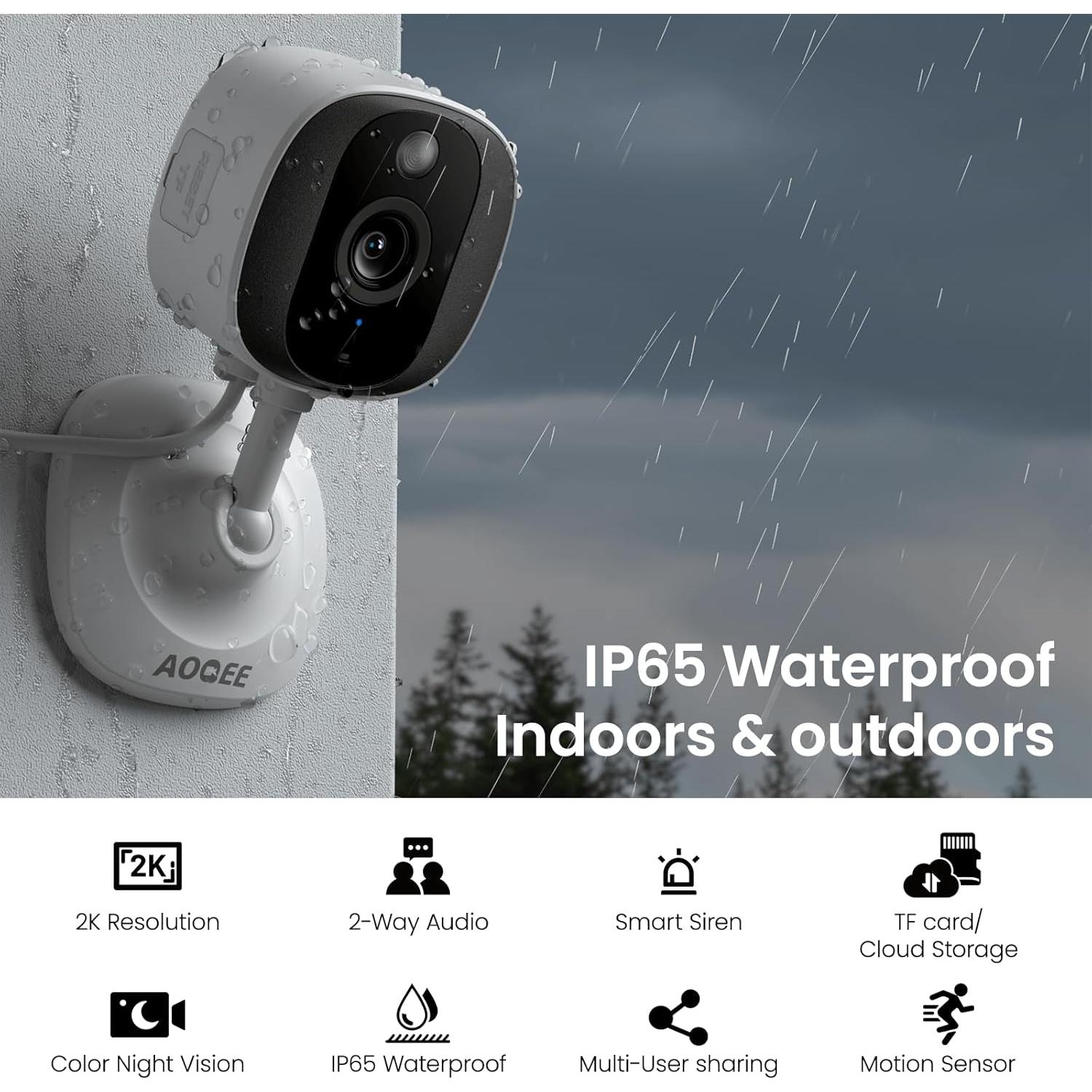 Cámara de Seguridad 2K AOQEE C1 Blanca con Visión Nocturna