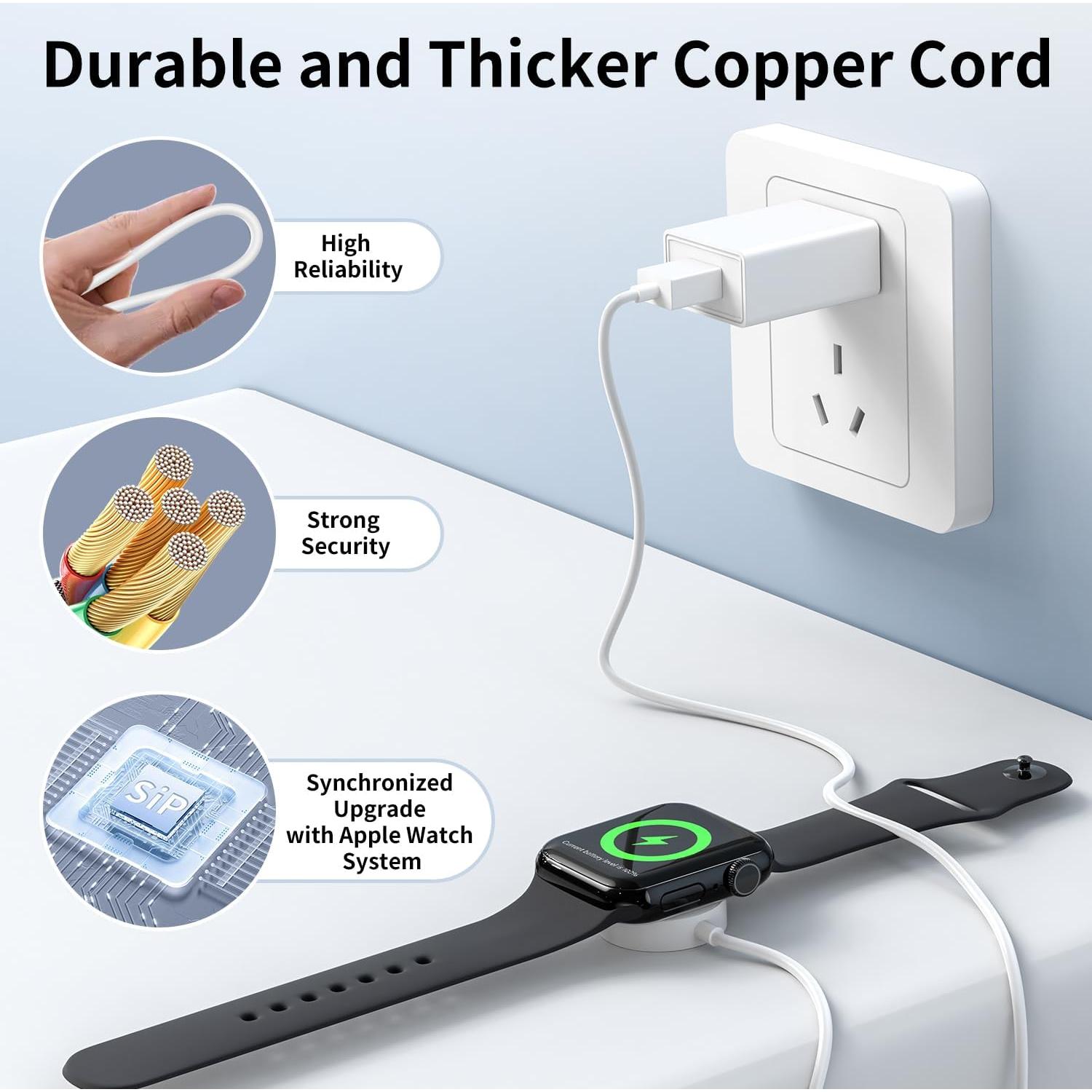 Cargador Rápido Magnético EGK para Apple Watch 1m 10W